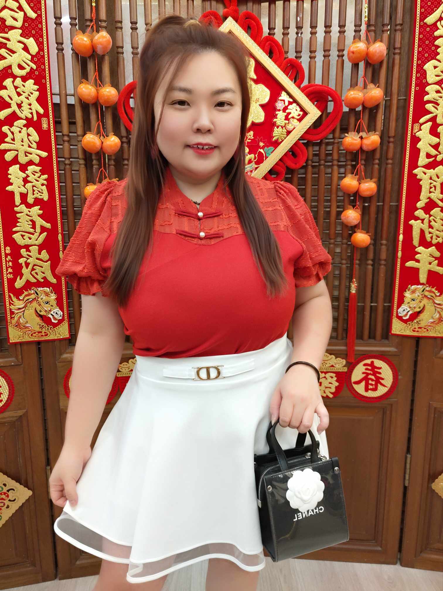 NJB06 BE#281926 珍珠扣网纱袖上衣