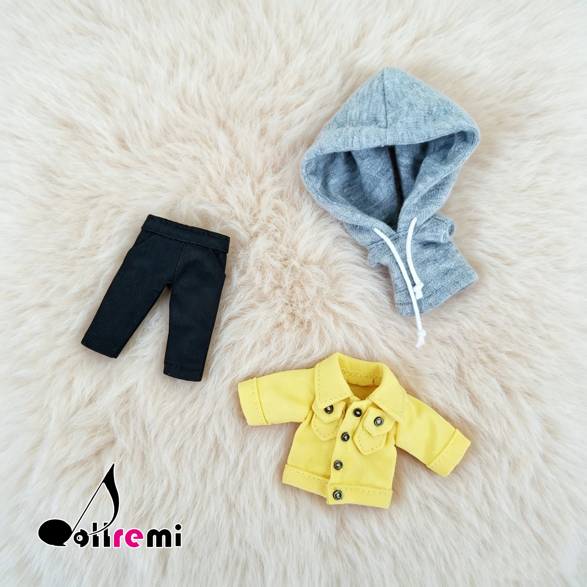 【dollremi】(OB0527) OB11套裝:灰背心+黃外套+長褲 OB11 set: gray vest + yellow jacket + pants