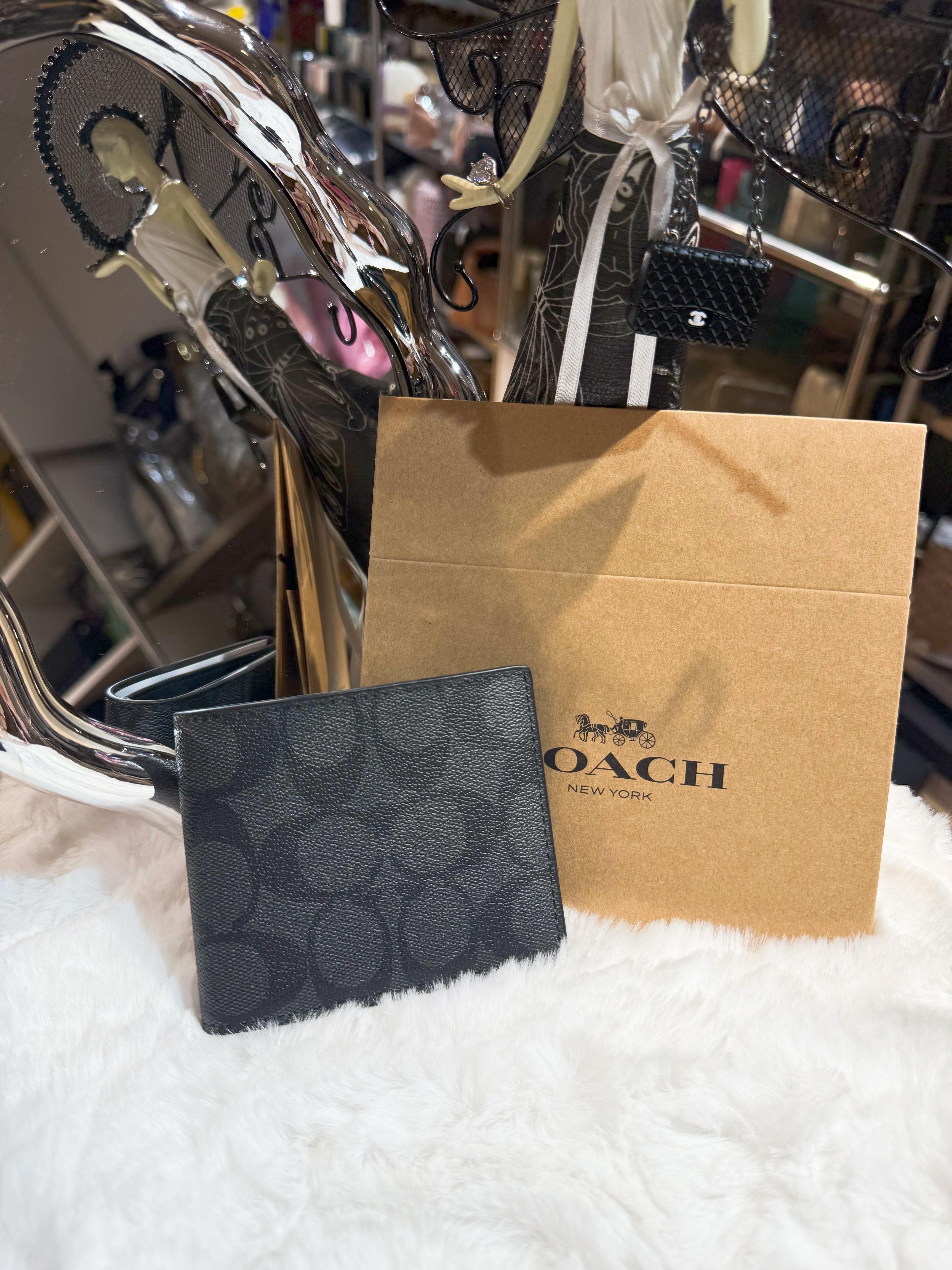 Coach bi fold wallet id/blk/m