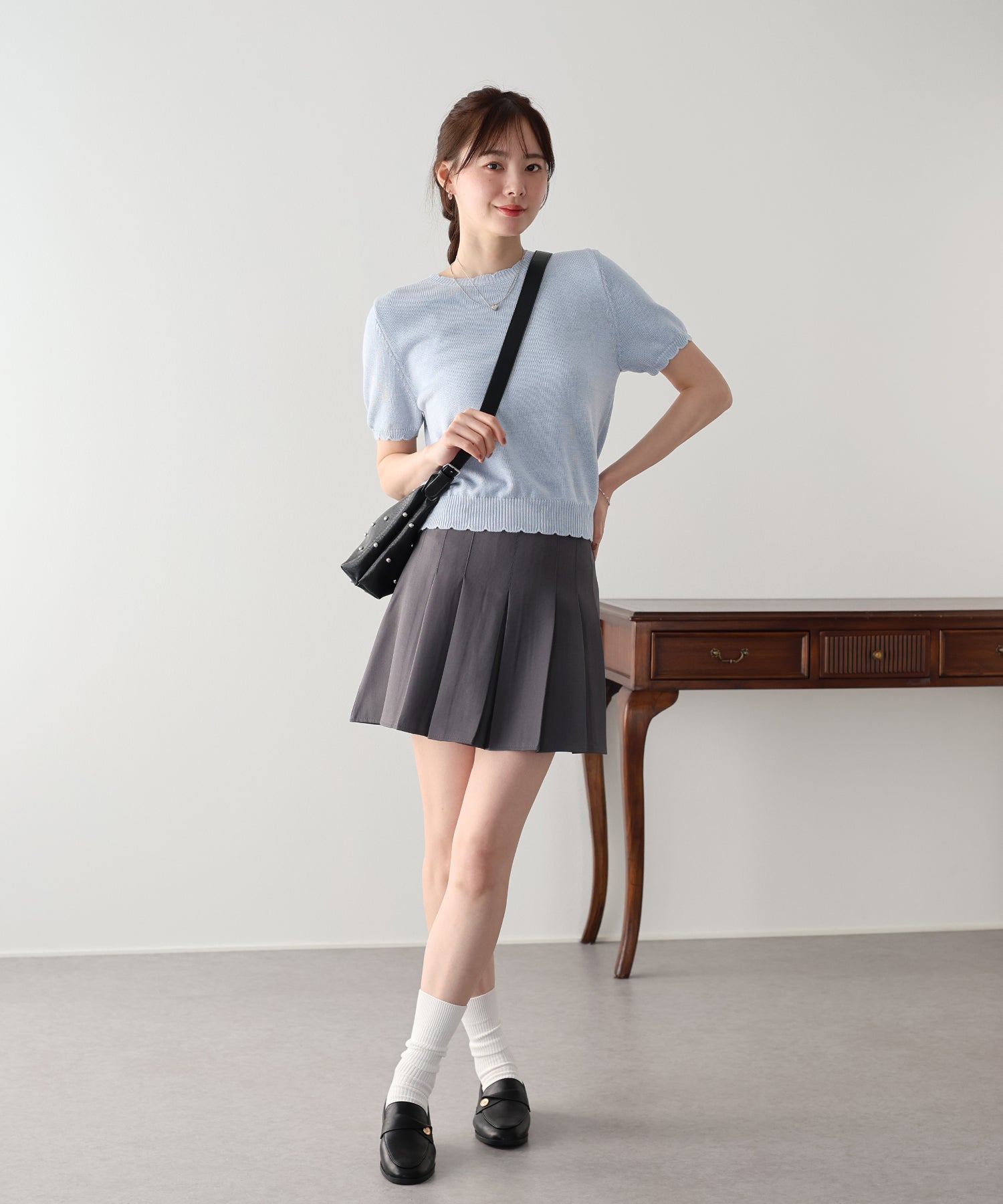 <JP> 扇形小曲邊薄針織 Top* 3色入 <預購>