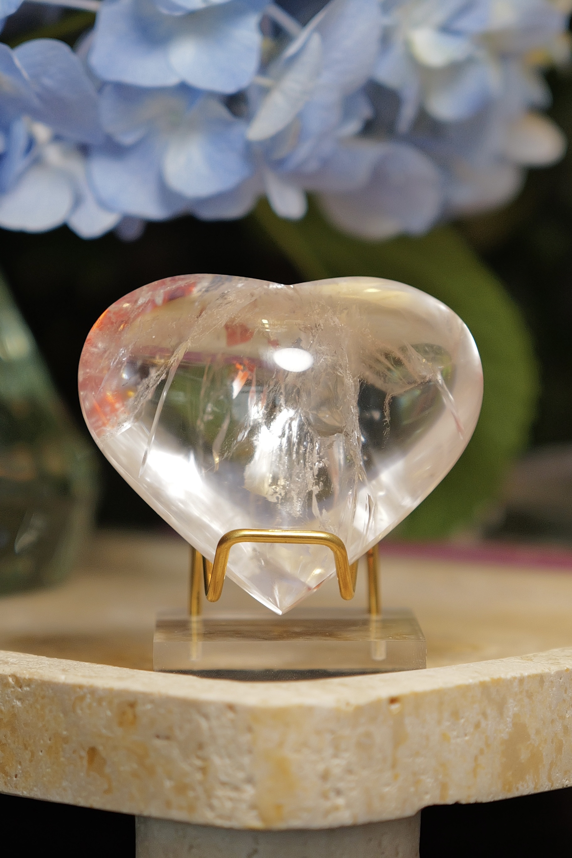  ༒7.5cm 白水晶紅膠花共生愛心擺設༒ HE.1881CAA-RA30*3SA-