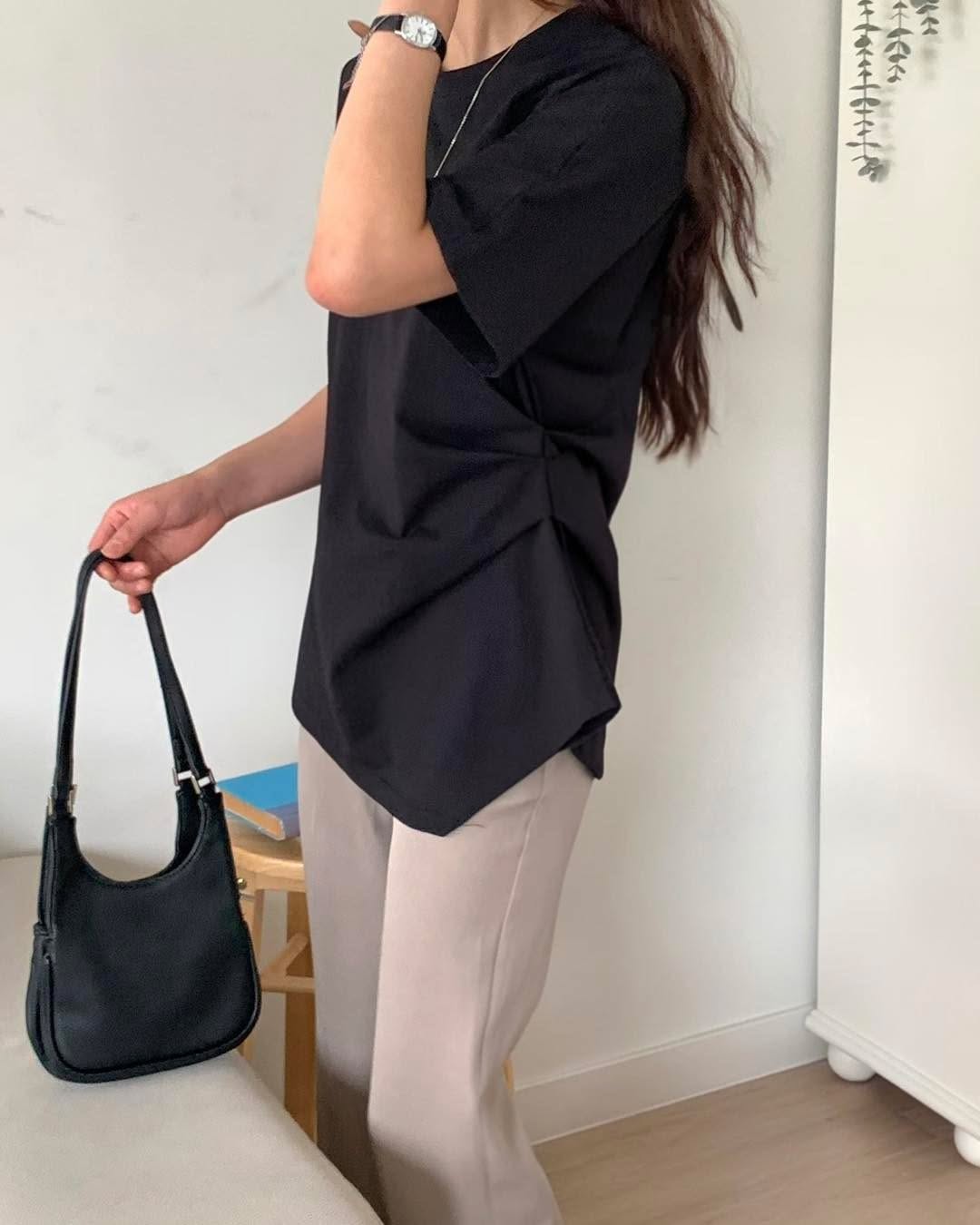 側邊抓褶 Tee 