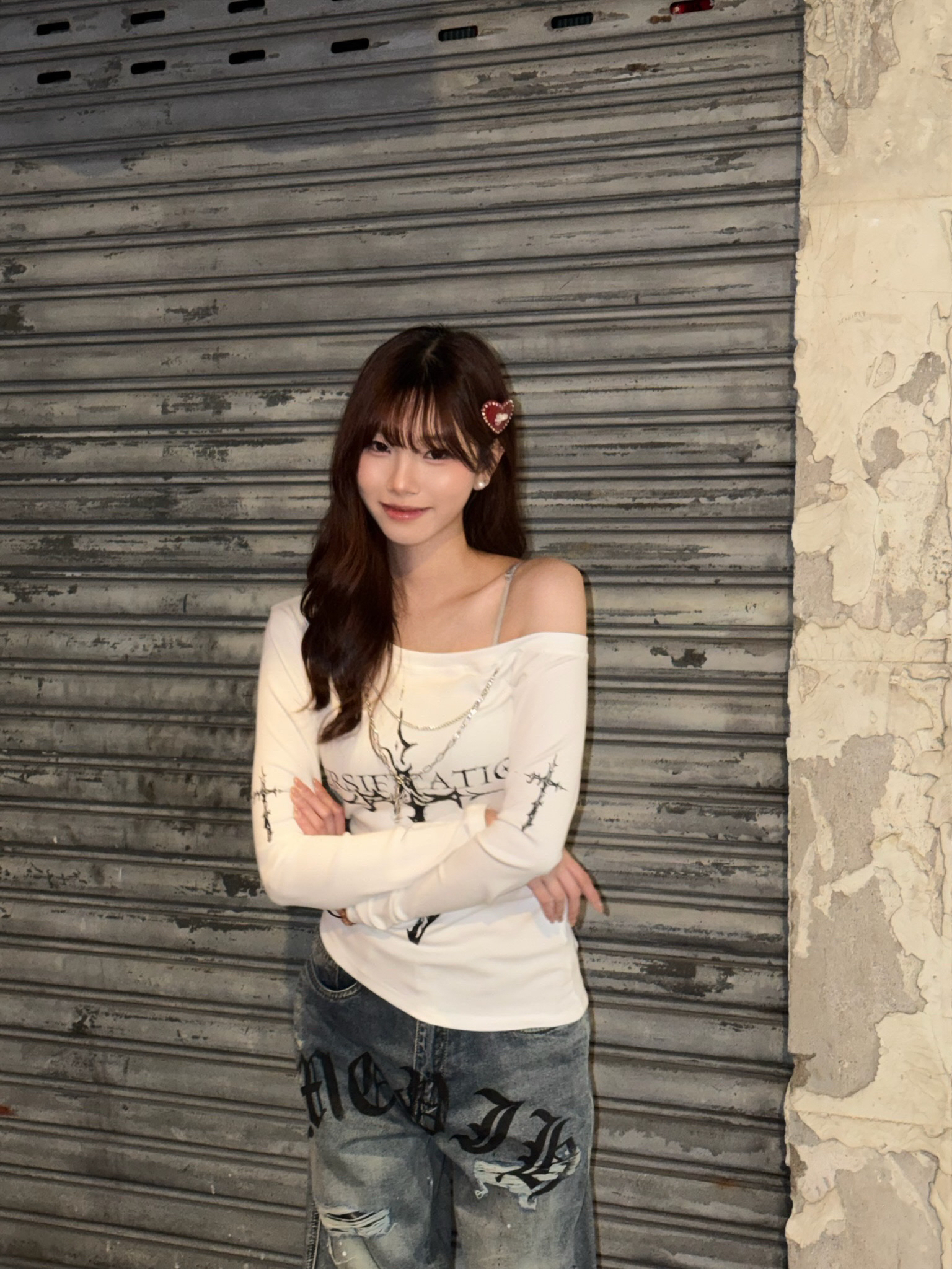 韓國Y2K 鐵鏈腰側綁帶十字架Top