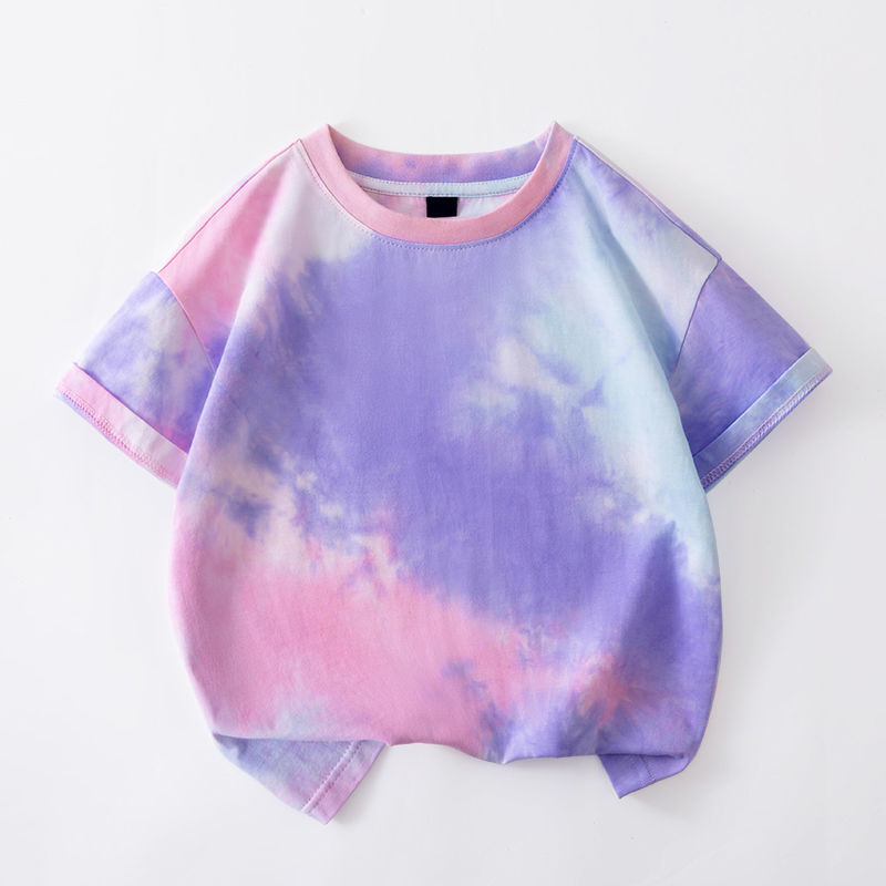 💕💰 2件 $78。(男/女同款。🌈 韓風紮染童裝短袖Tee 🌈