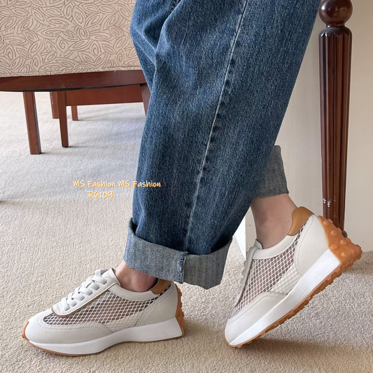 R6109 韓國🇰🇷真皮拼網料sneakers