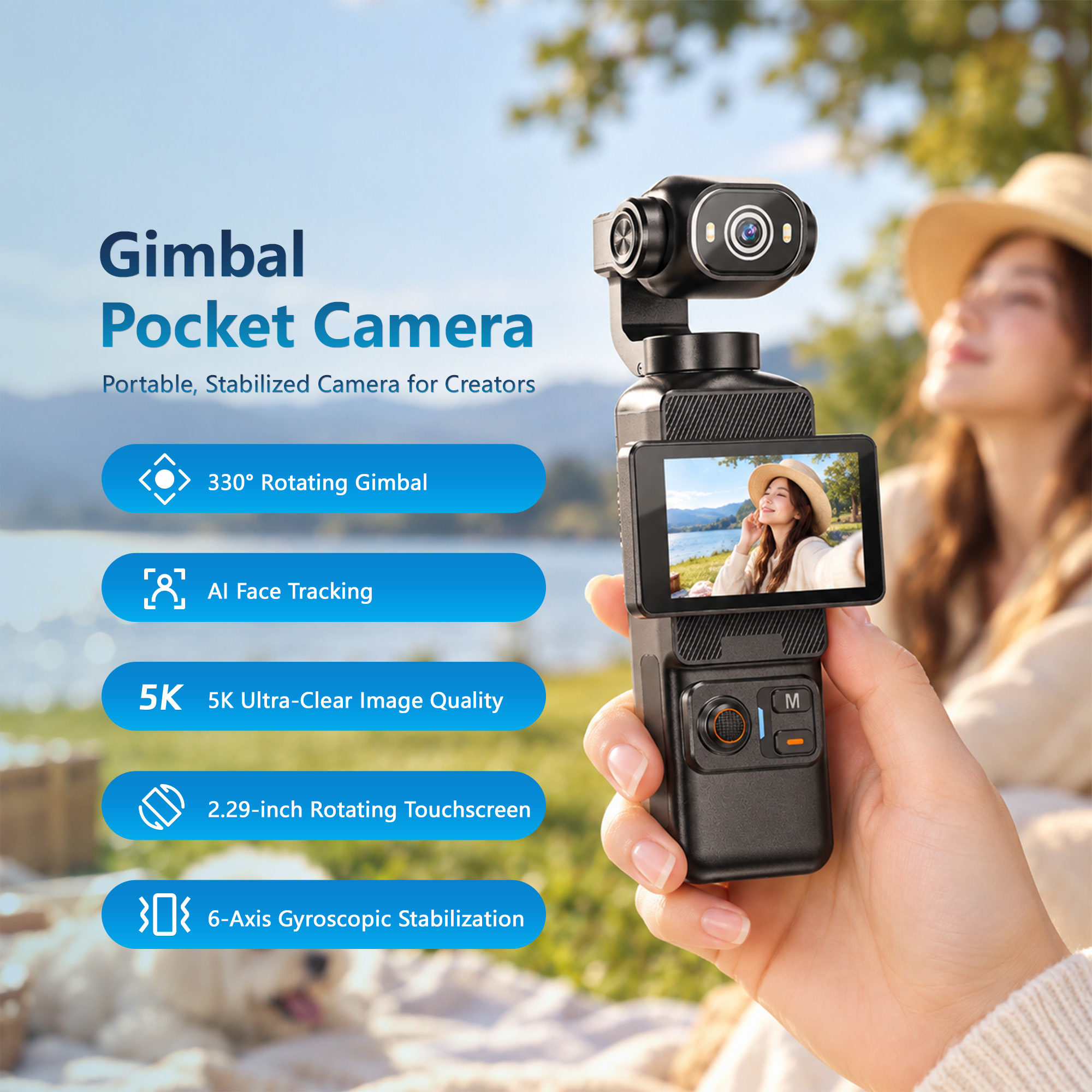 A5 5K 便攜式穩定雲台相機 Pocket Cam (預購產品)
