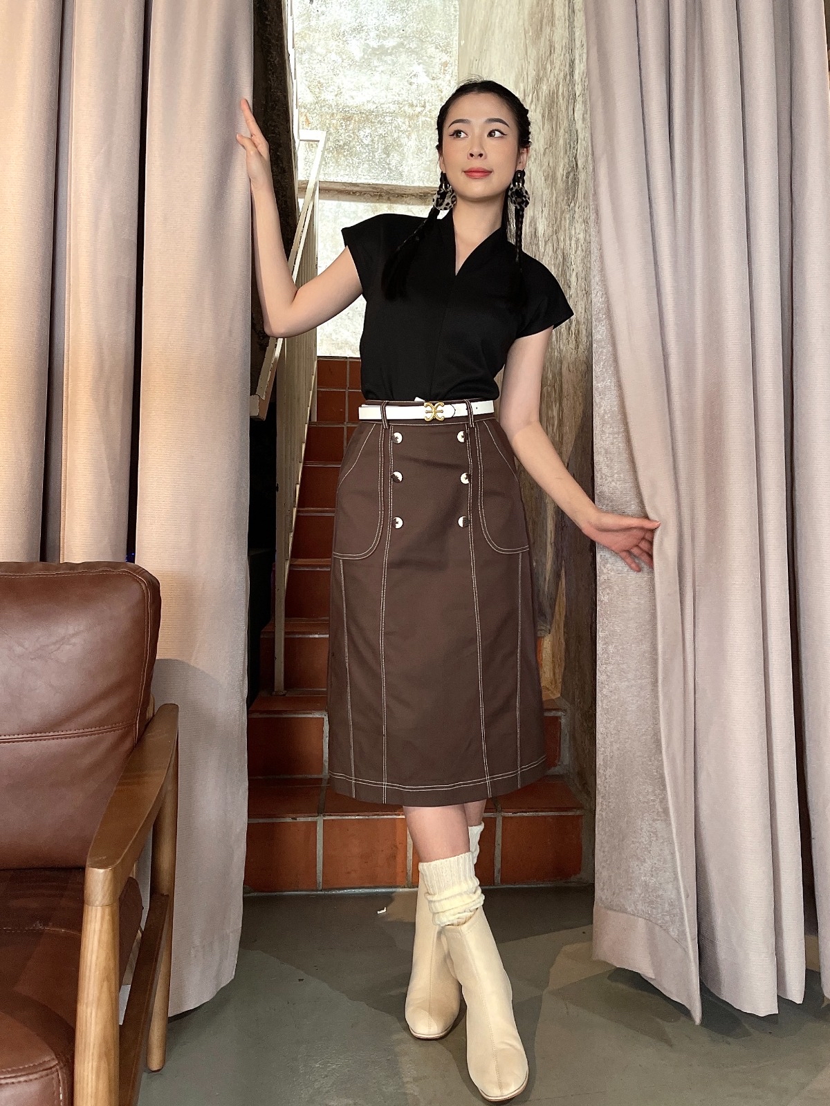 1629 Muse Structured Stitch Skirt