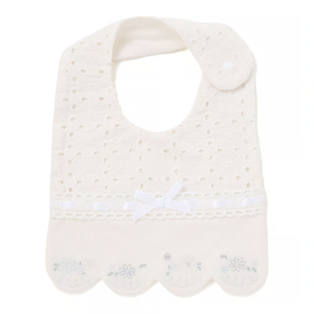 🇯🇵預訂 日本直送🇯🇵Slap Slip Baby兩色通花梯形絲帶蕾絲刺繡圍兜