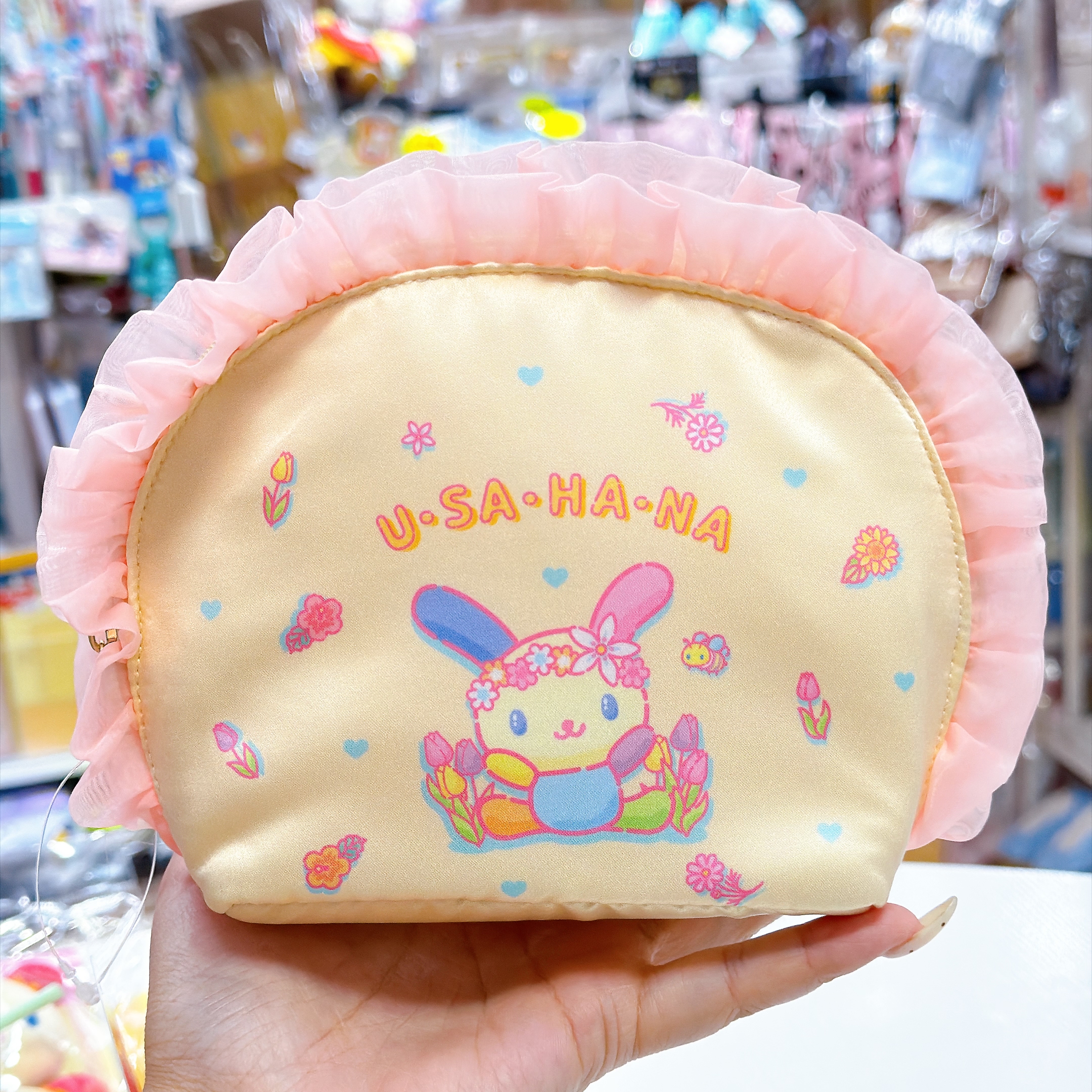 日本直送日本版USahana  環保袋/化妝袋 /兩用橡筋圈扣針