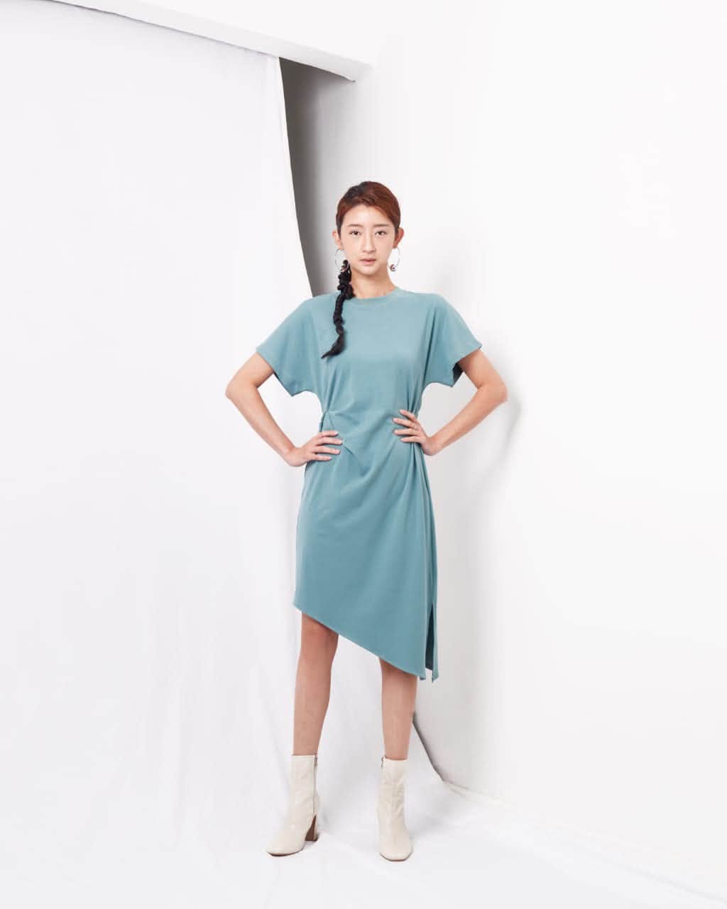 VIL-SD886021 ASYMMETRIC SOFT COTTON DRESS