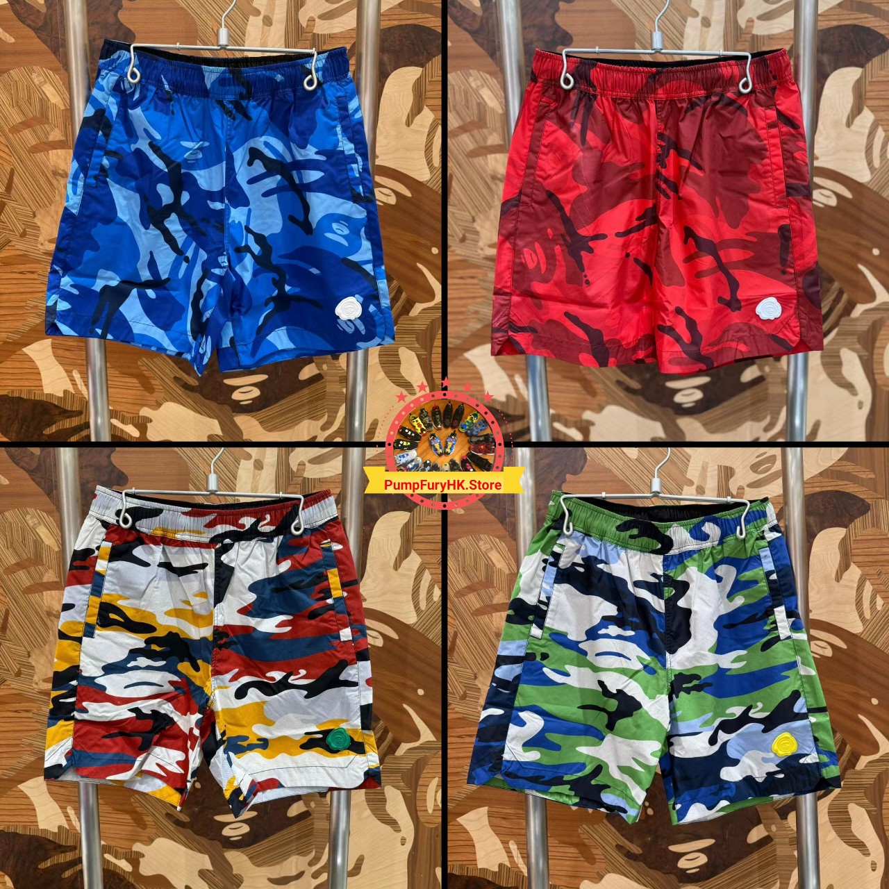 AAPE Moonface camo shorts (C693)