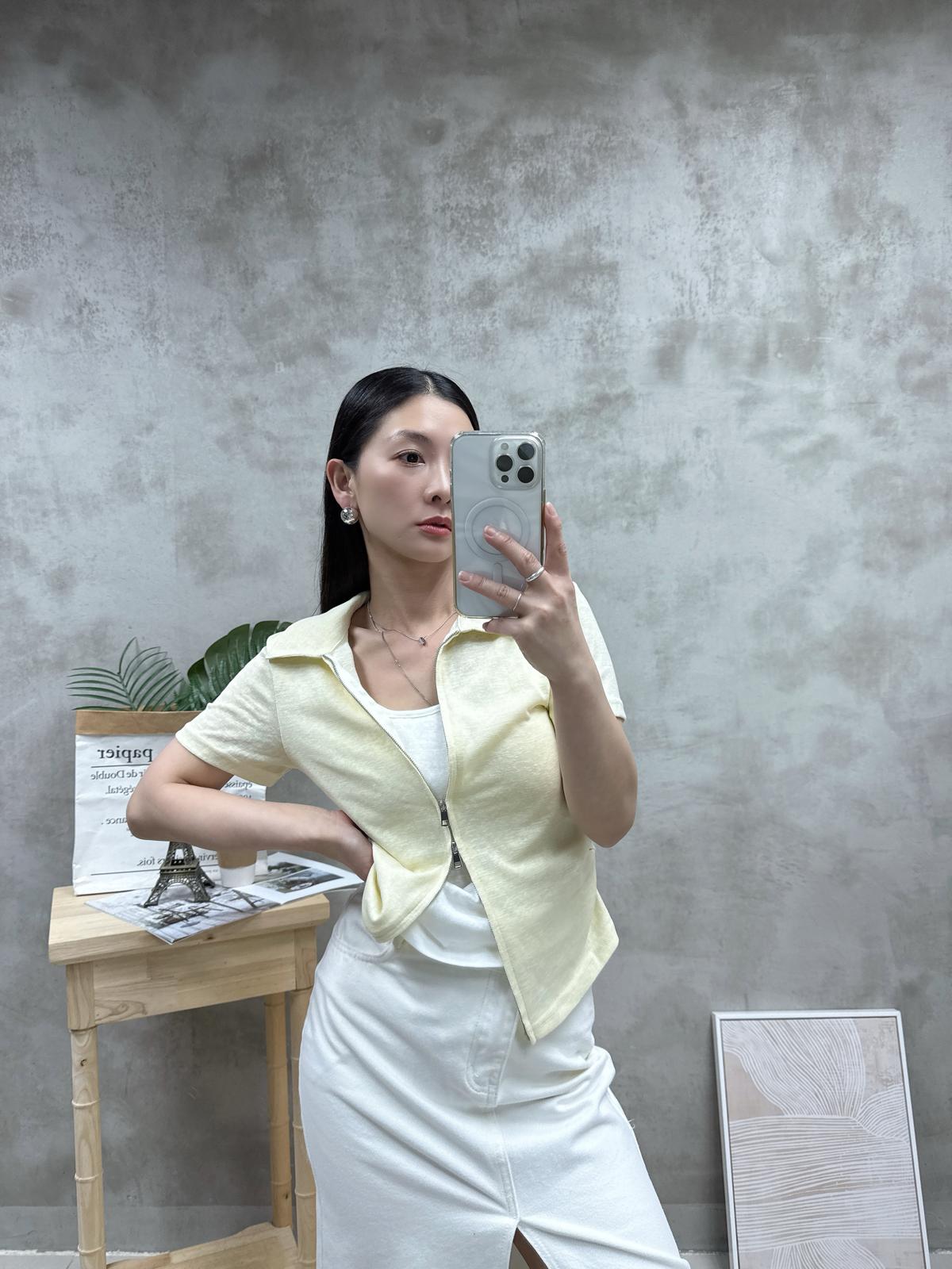 假兩件雙拉鏈Top