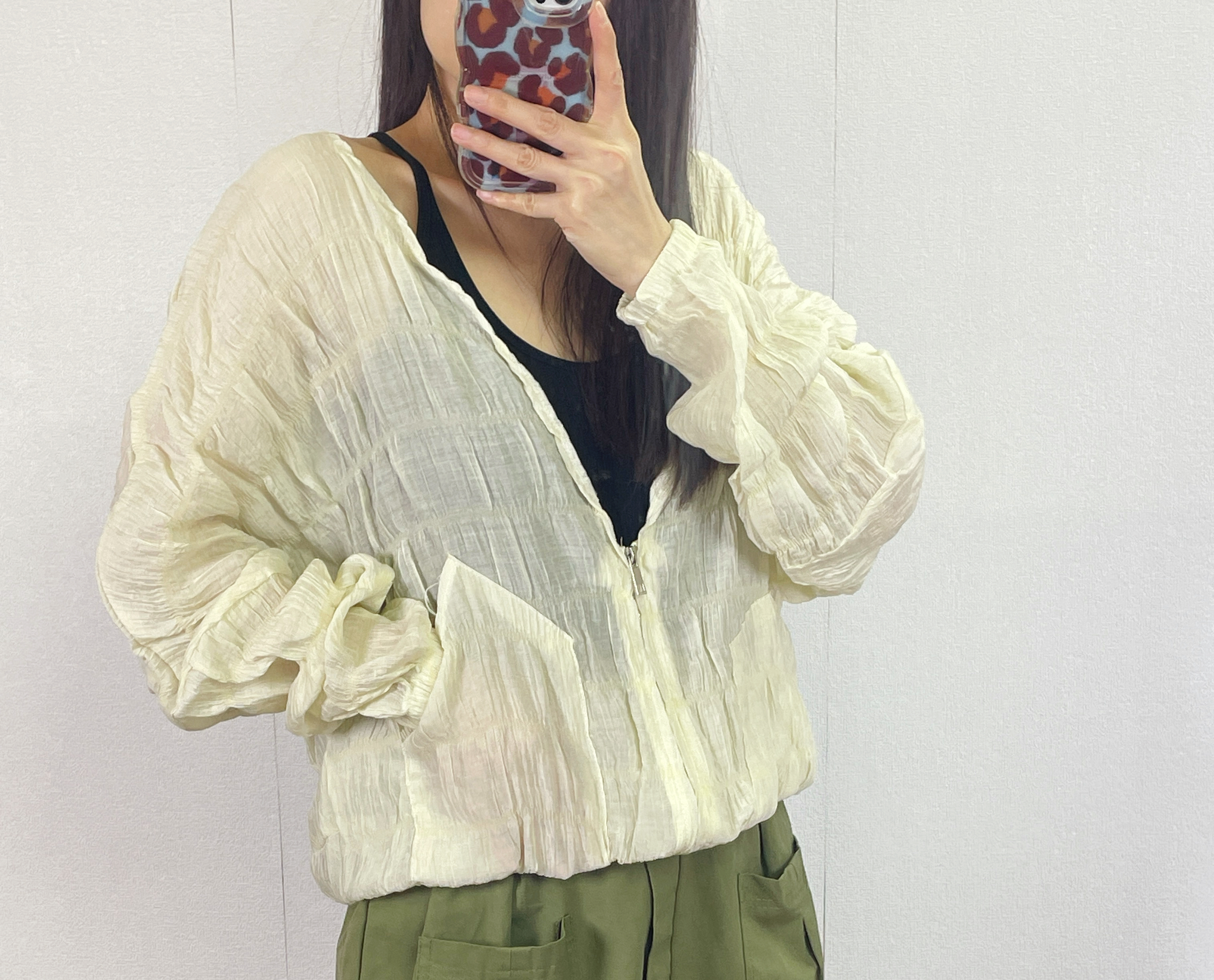 K5550 縐紋雪紡束腳外套