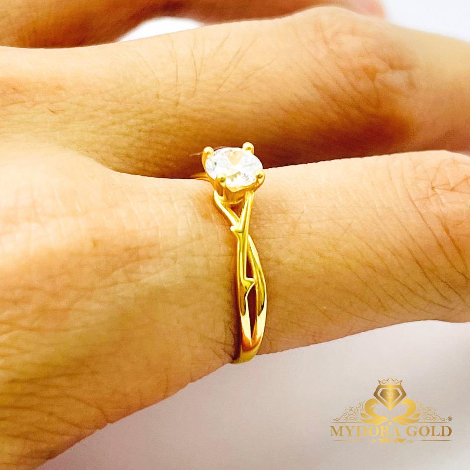 MYDORA Emas 916 Cincin Batu CZ Classy Twist l EMAS 916/22K