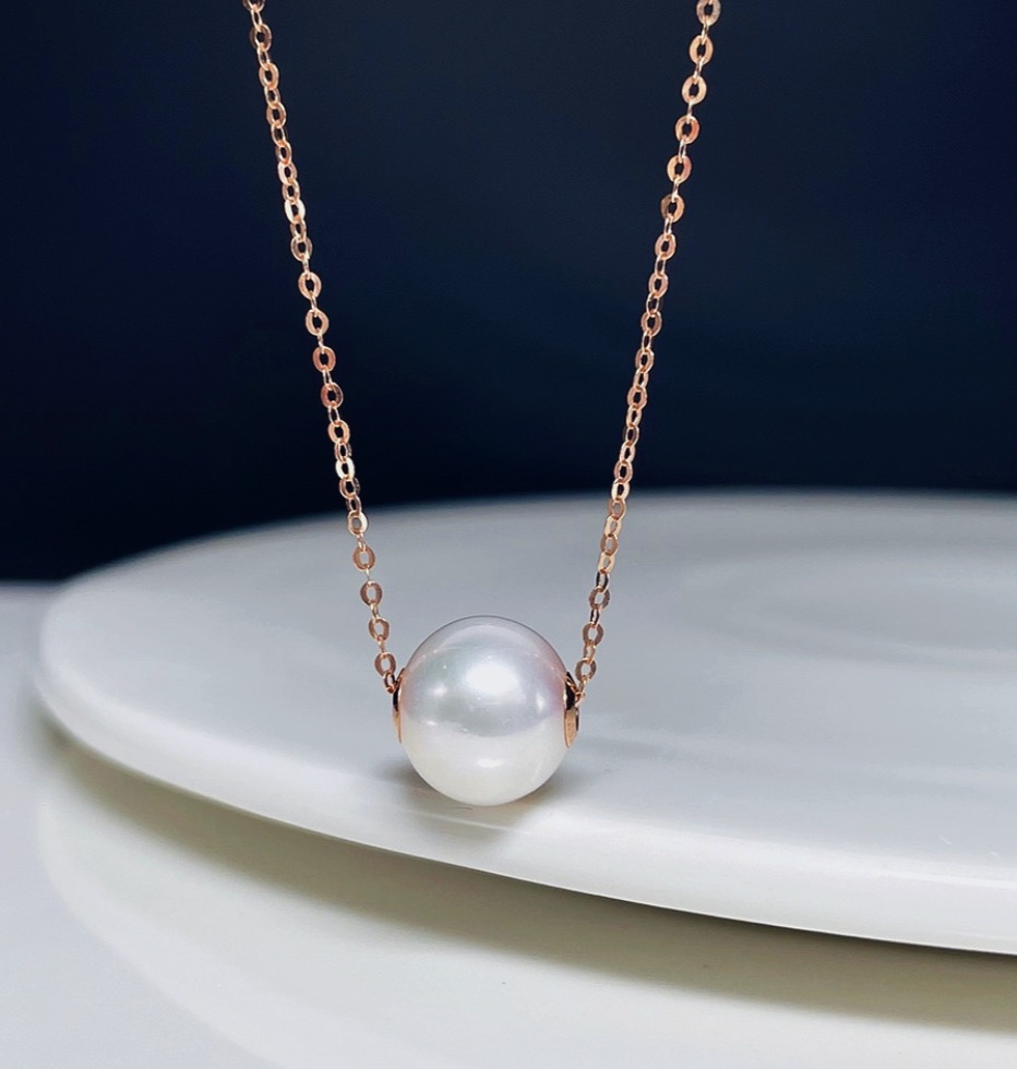 優雅淡水珍珠玫瑰金項鍊