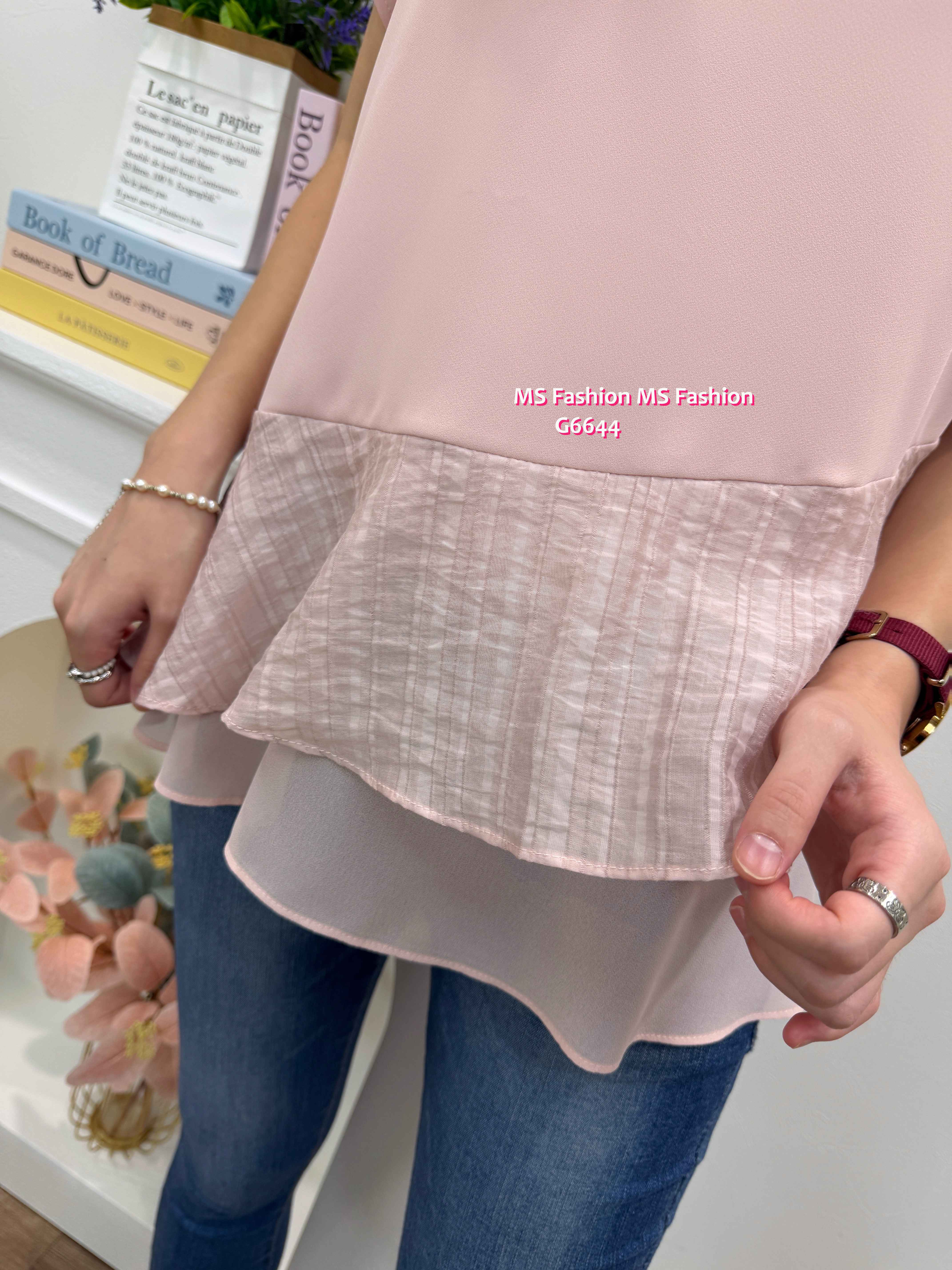 G6644 靚色ruffle腳top