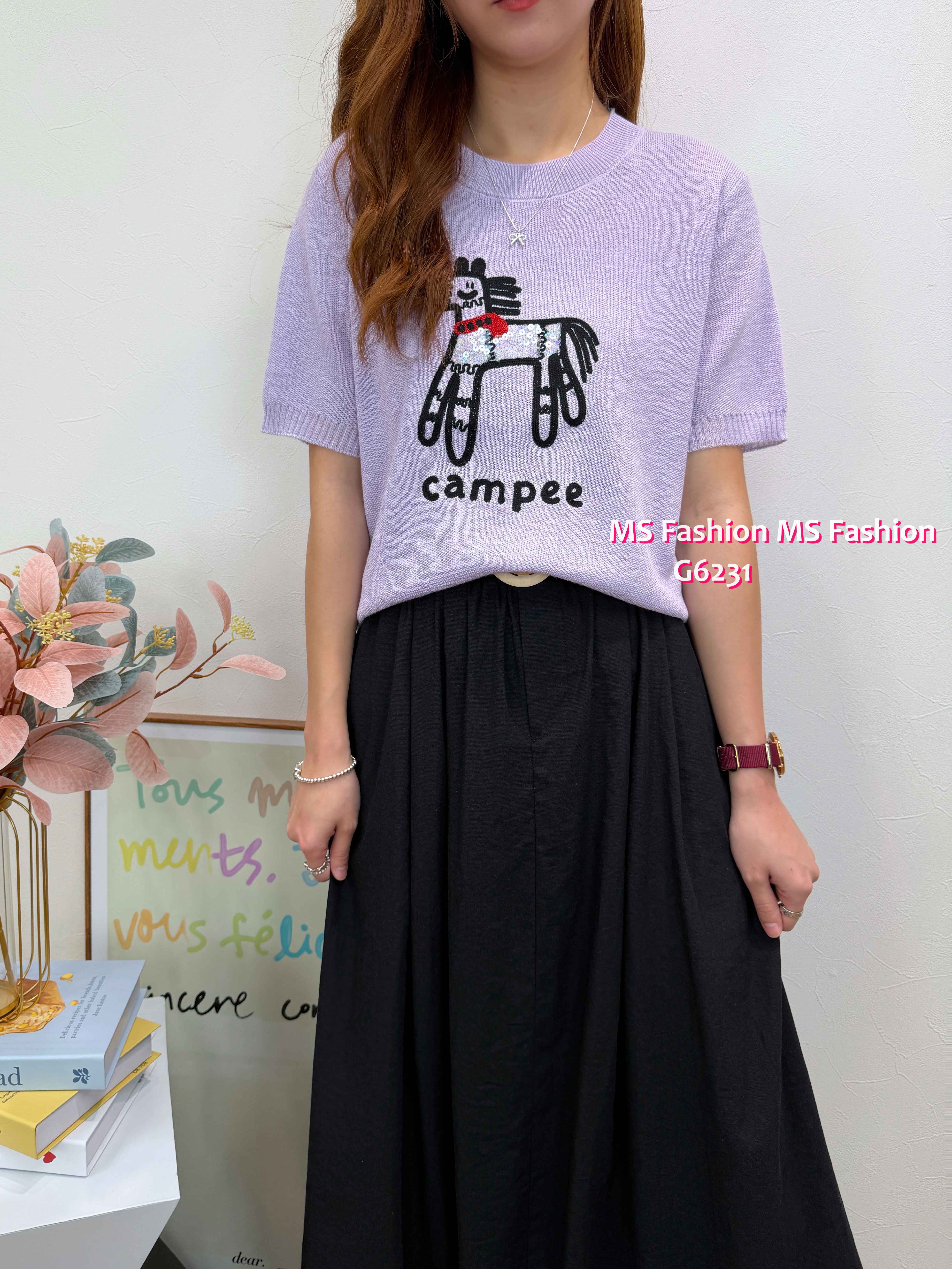 G6231 韓國🇰🇷珠片馬仔針織top