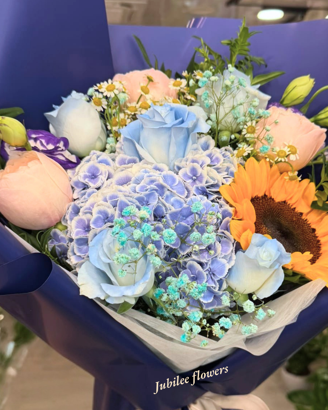 🌻向日葵 · 繡球 · 玫瑰混搭花束