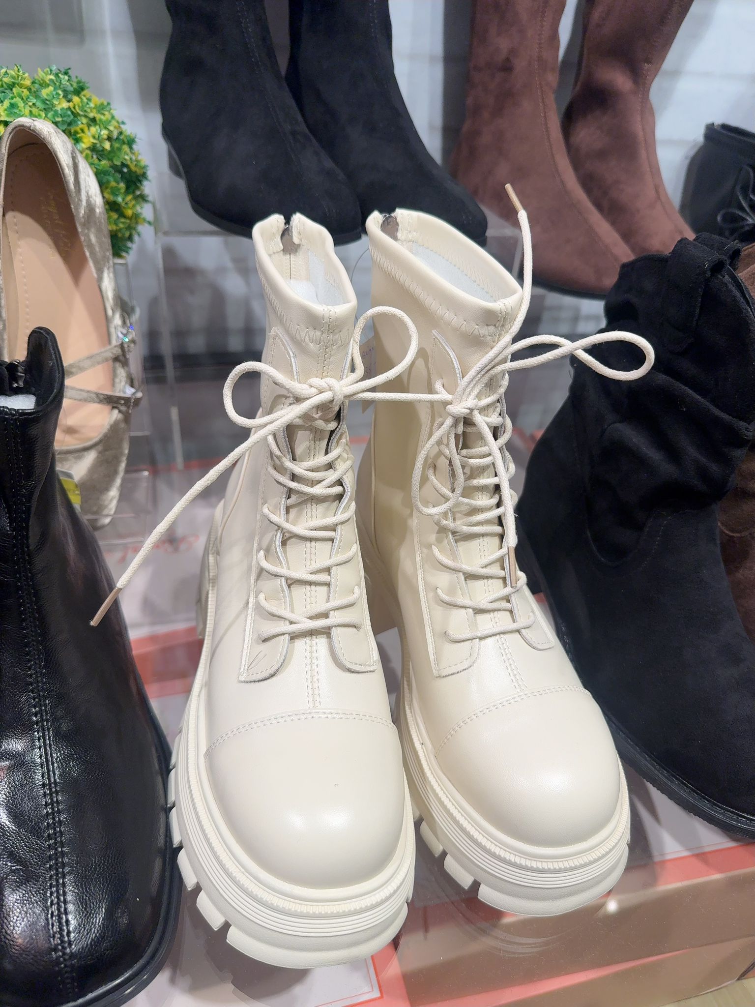 拼接厚底綁帶短靴【兩色】