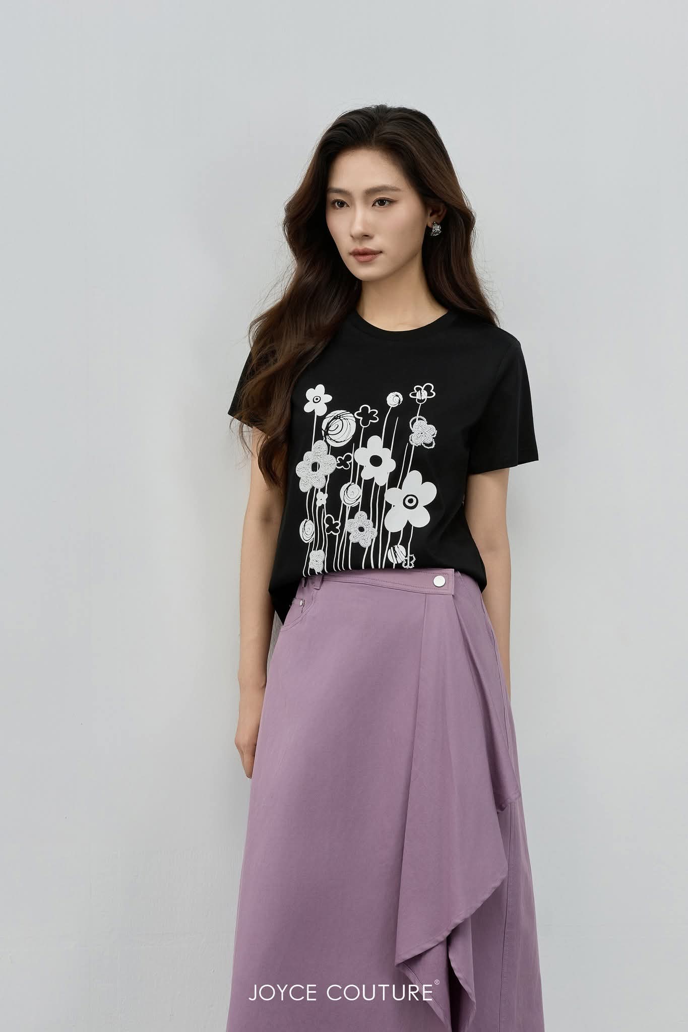 不对称按扣半裙 S0146