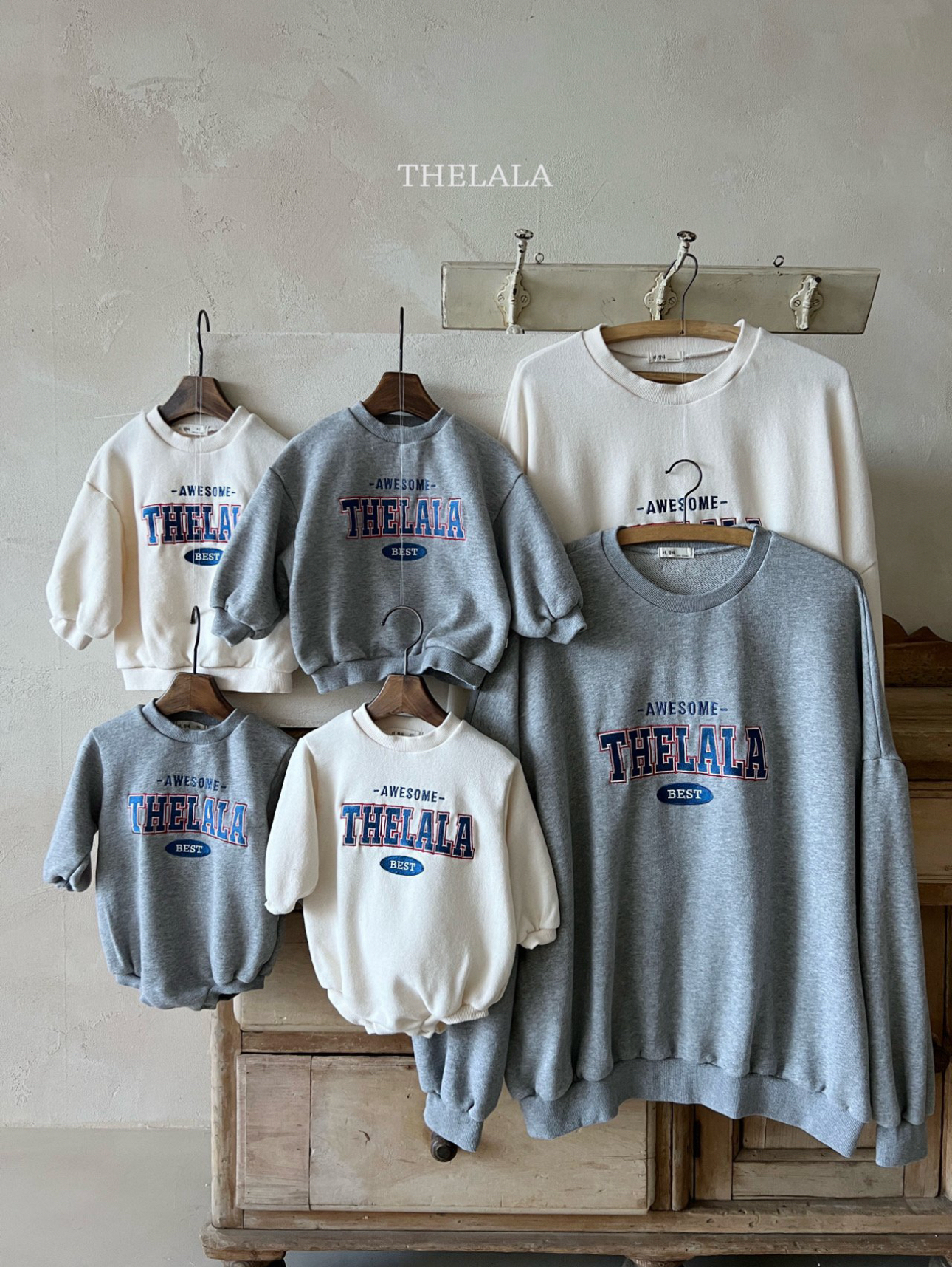 🌸預訂 韓國直送🌸🇰🇷THELALA兩色親子款標誌刺繡貼花長袖包屁衣