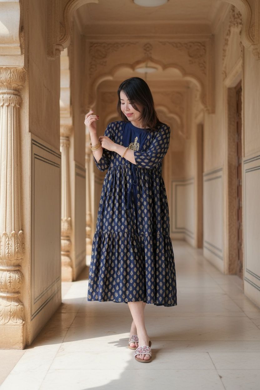 1658 Navy Blue Set of 2 Sleeveless OP 47"  + Outer 47"