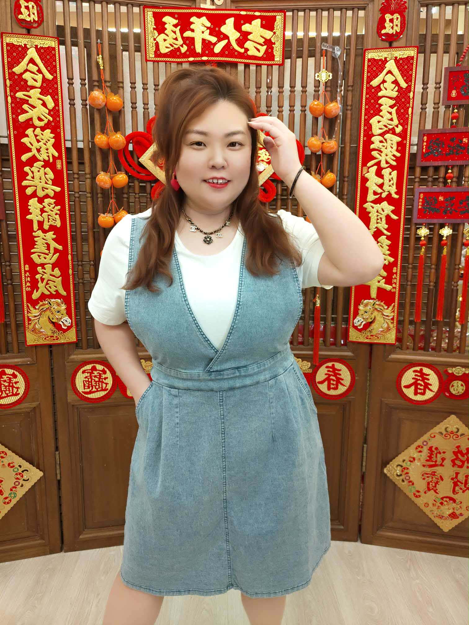 NFA02 TW#6072 牛仔拼接设计连衣裙