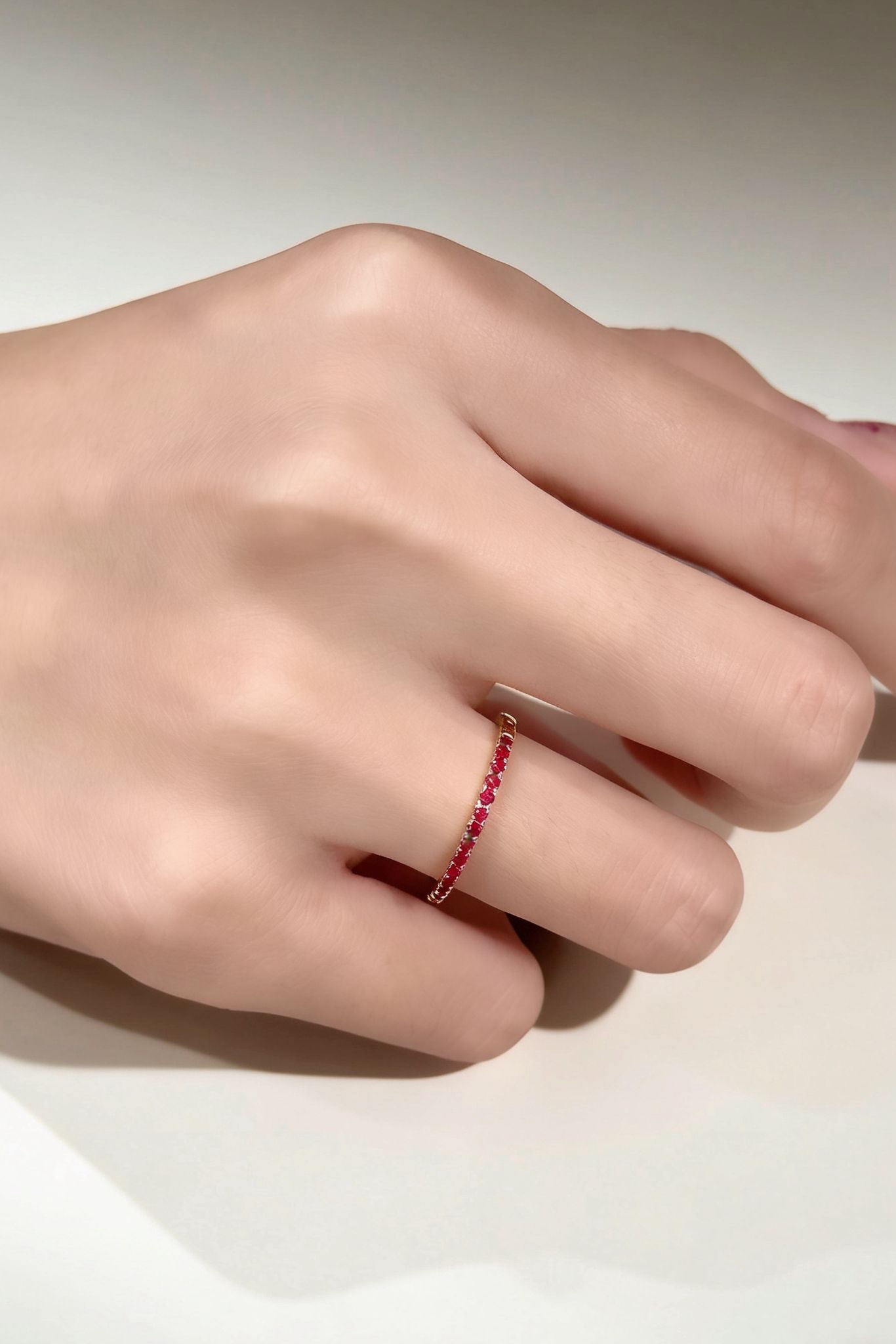 JR165 天然紅寶石半圈戒指