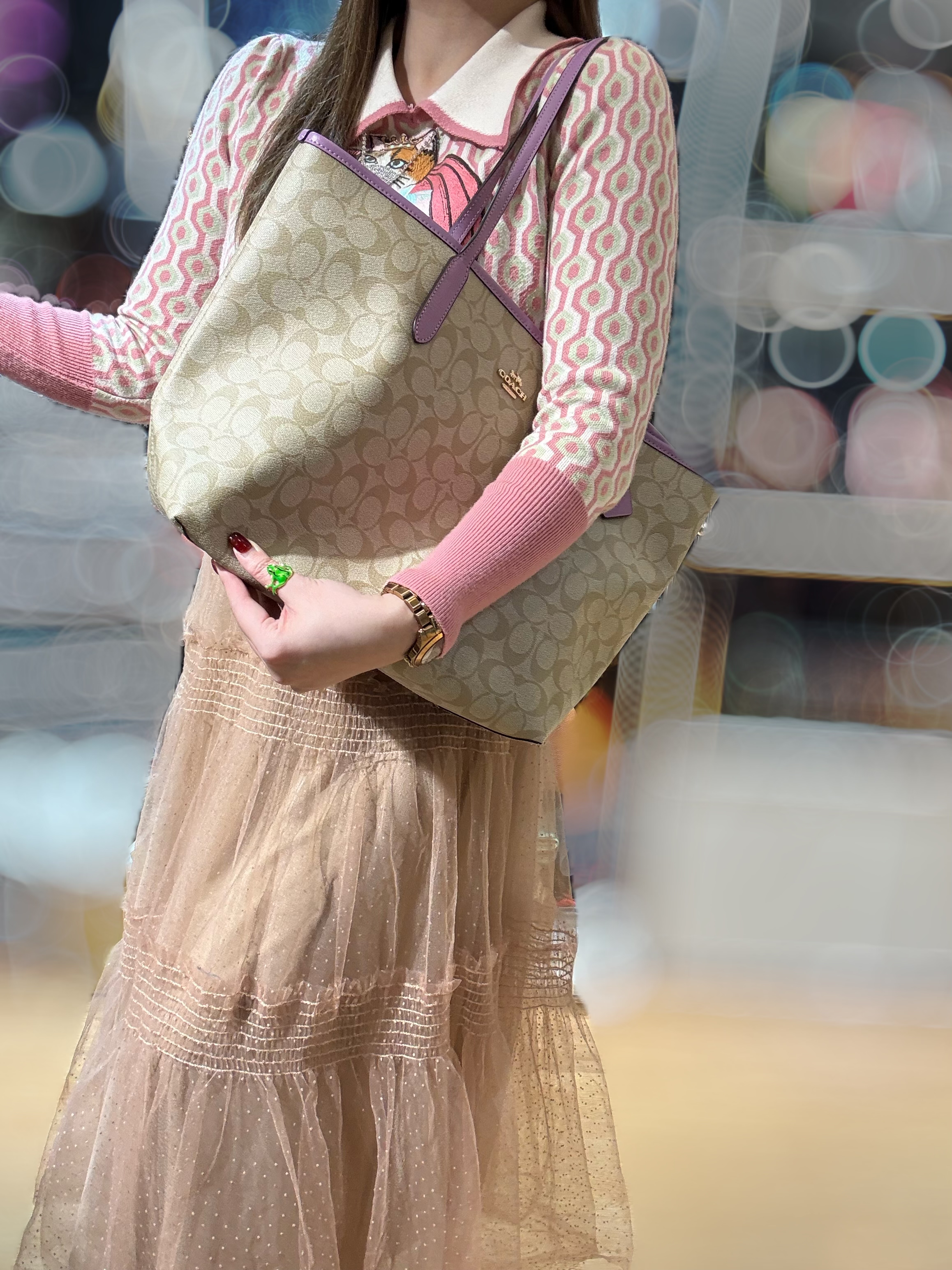 Coach City tote white/m/purple