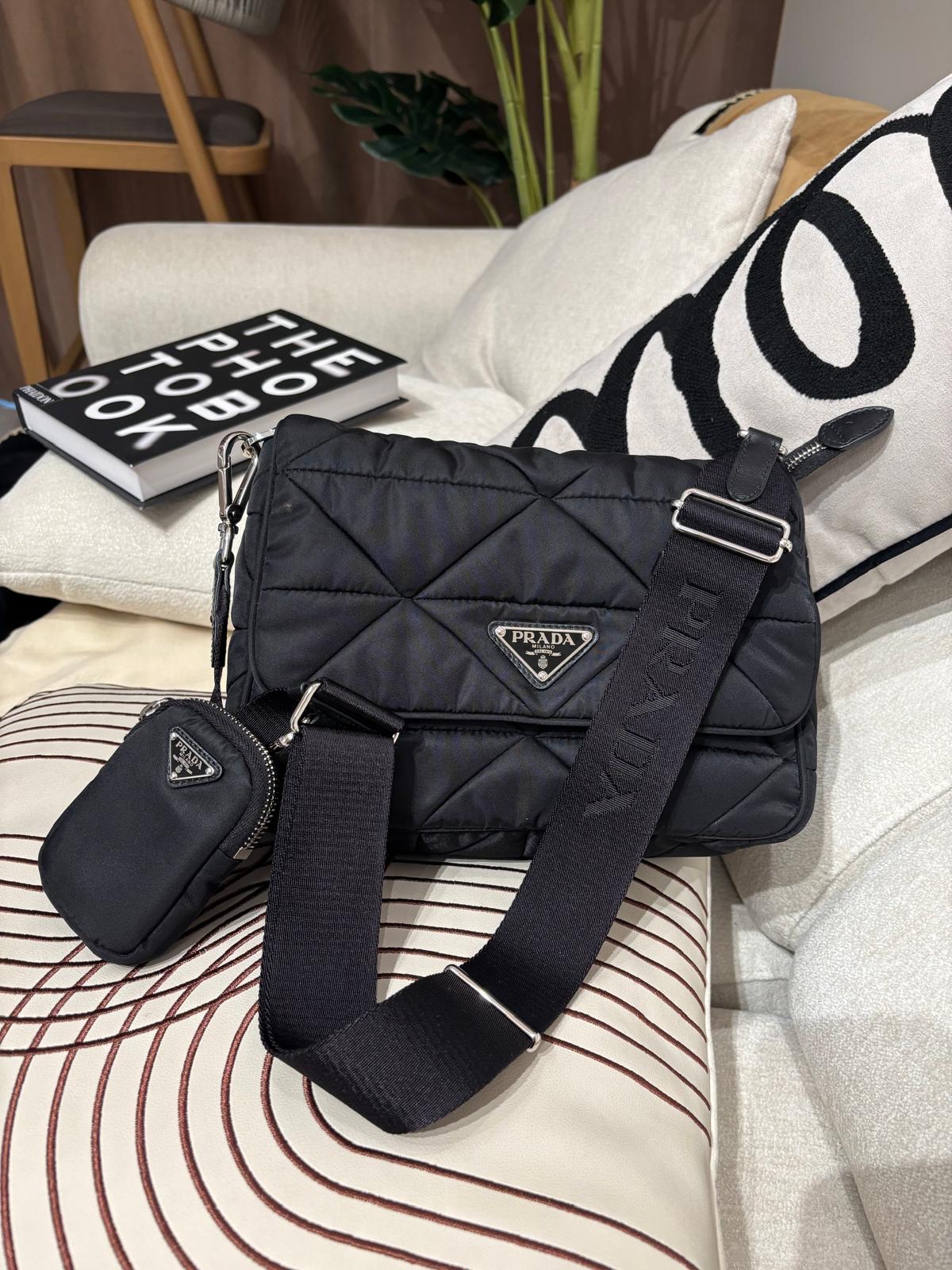 Prada padded nylon shoulder bag  98%new rfid 