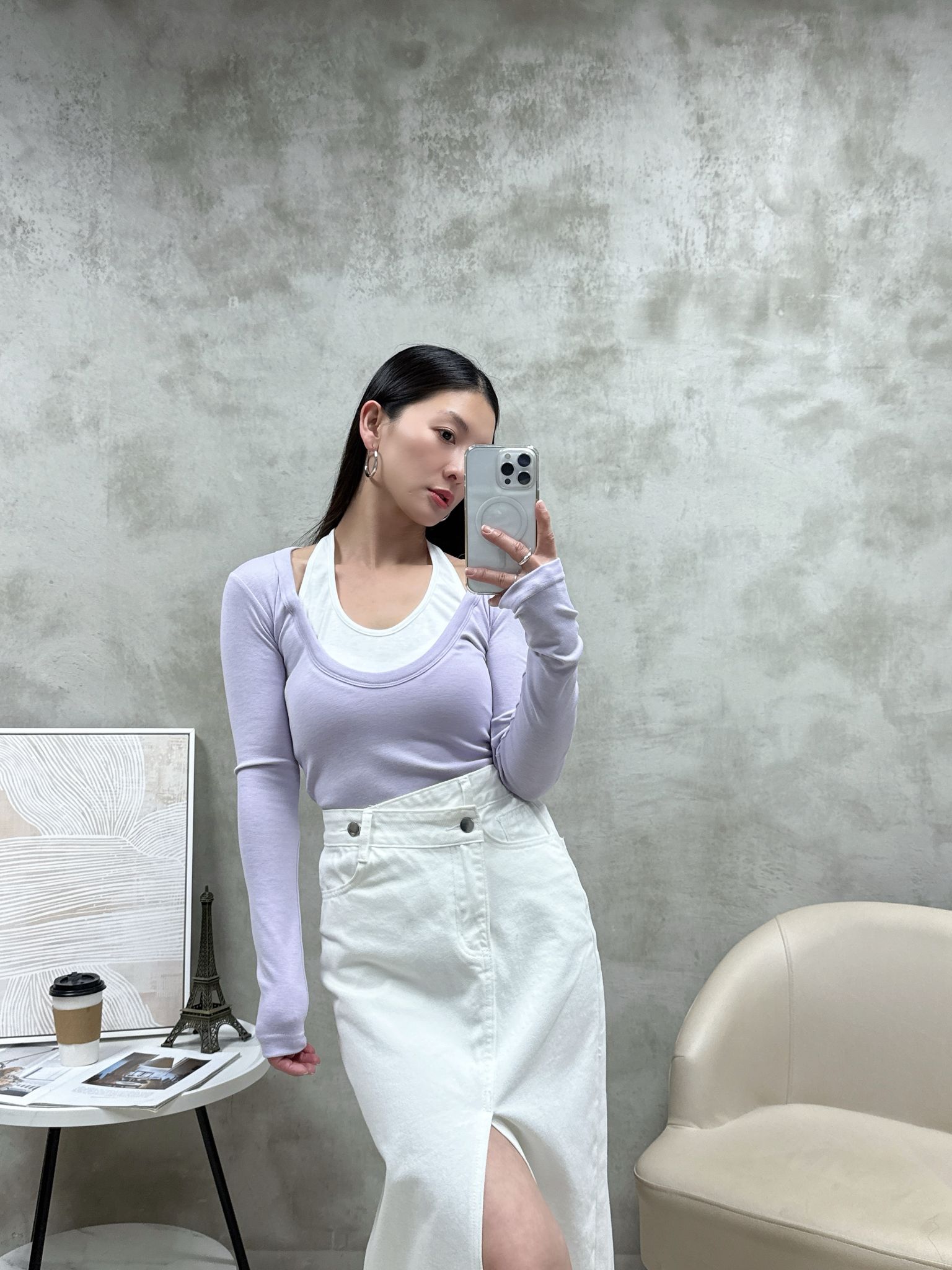 C06 假兩件拼色Top