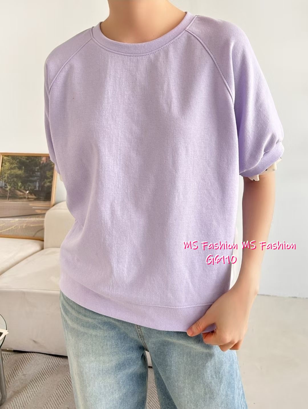 G6110 韓國🇰🇷拼波點ruffle袖top