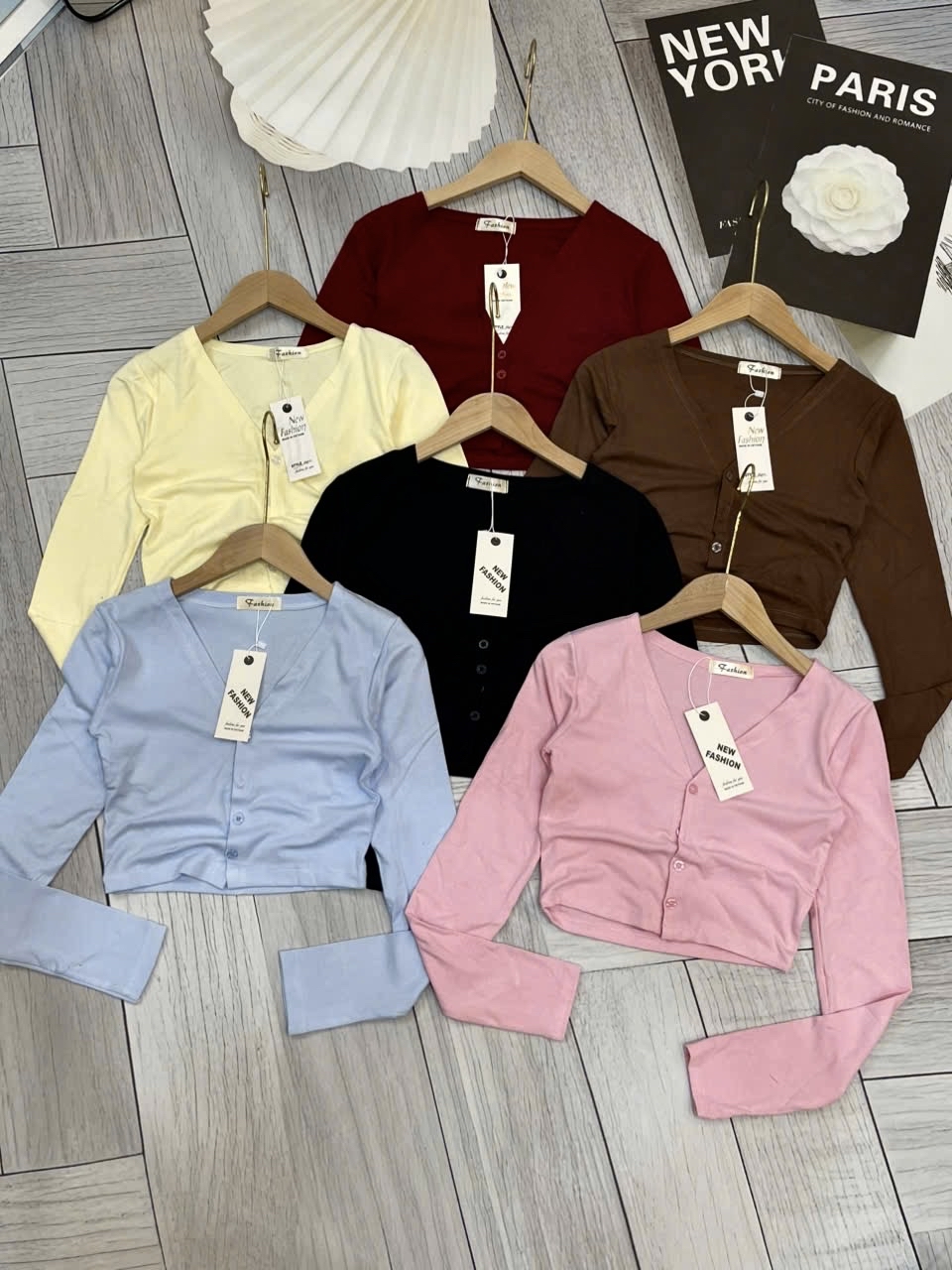 長袖扣短版開襟衫 V領系列