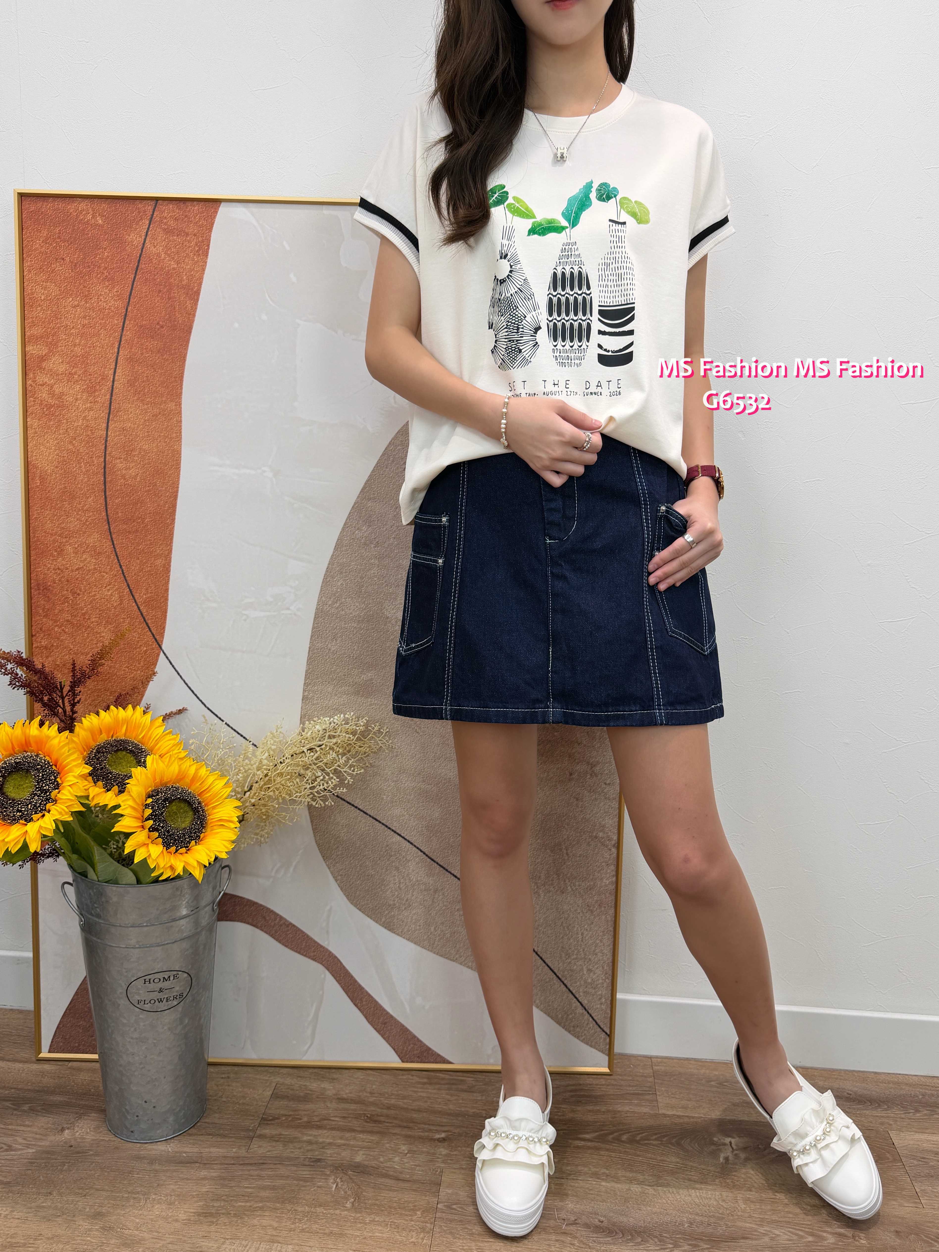 G6532 靚花瓶print top