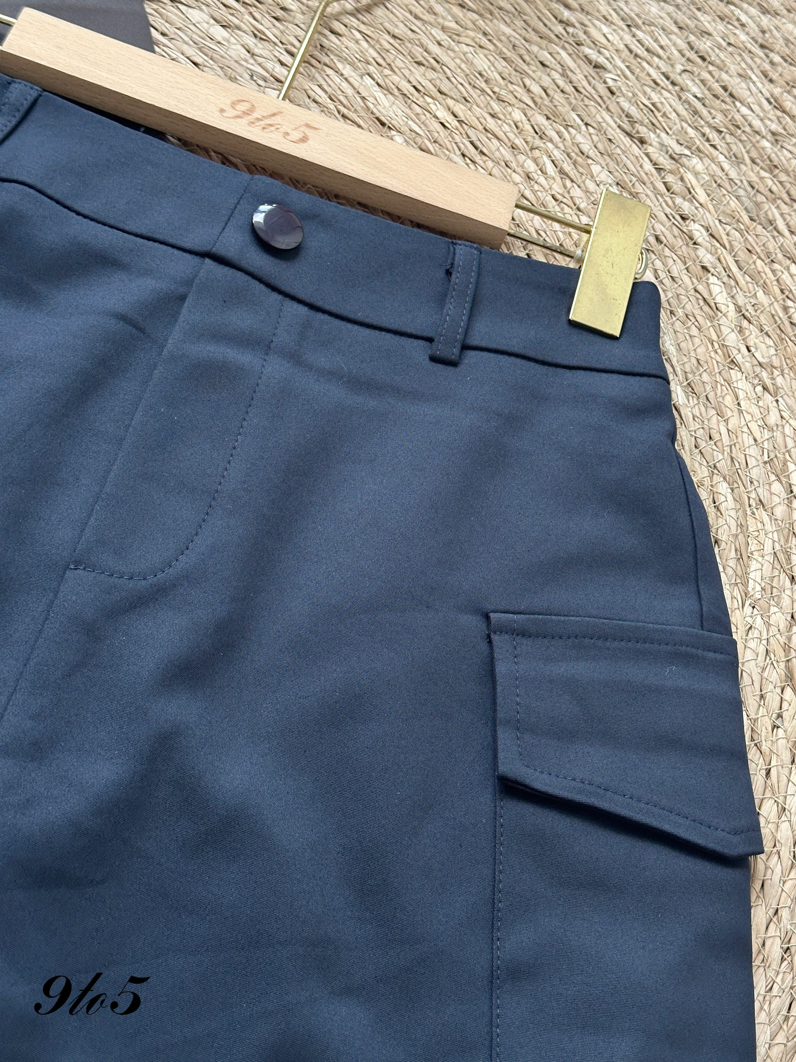 S1903 A Line Short Skirt - Blue & Grey