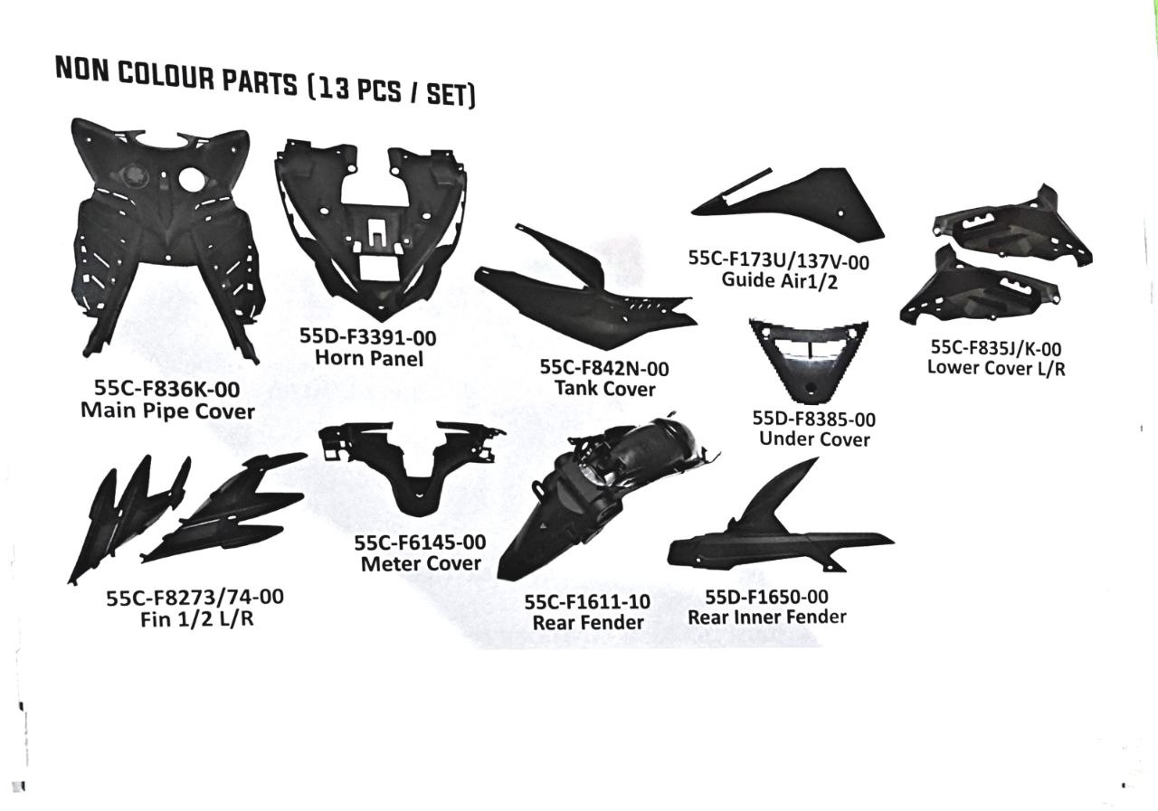 LC135 V2 V3 V4 ~ V7 Non Colour Inner Cover Part