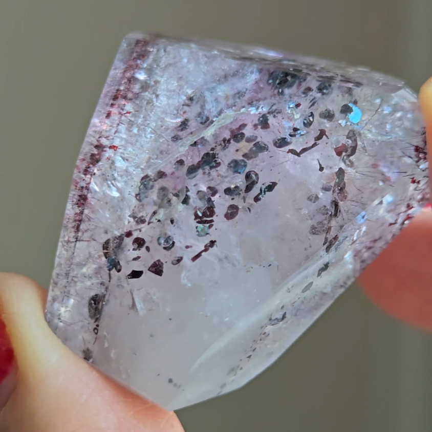 Amethyst with sparkly mica and red hematite - S777