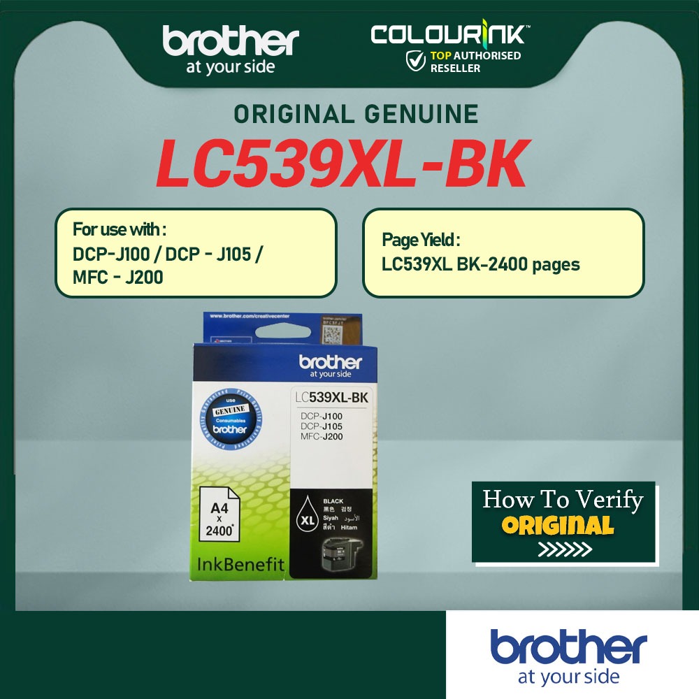Brother Original Genuine LC539XL BK Black Ink Cartridge for DCP-J100 DCP-J105 MFC-J200