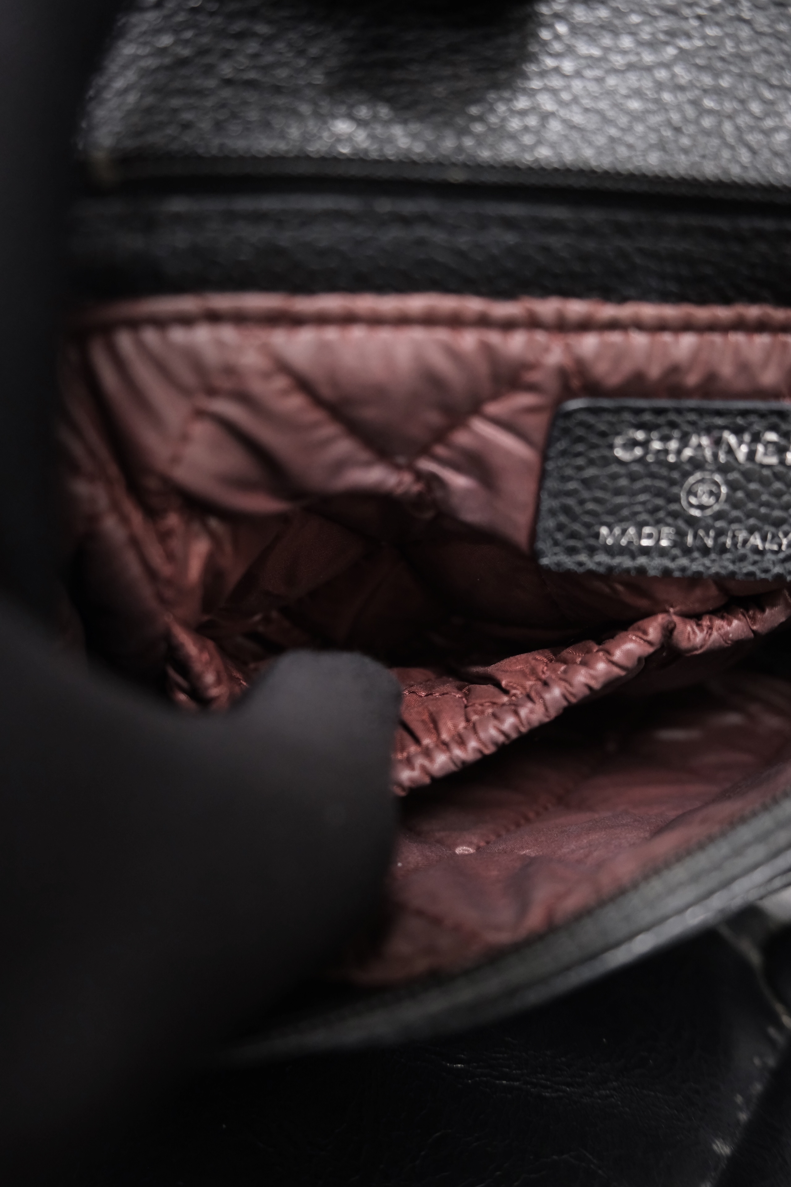 Chanel Matelasse Caviar Skin Pouch bag Black Silver