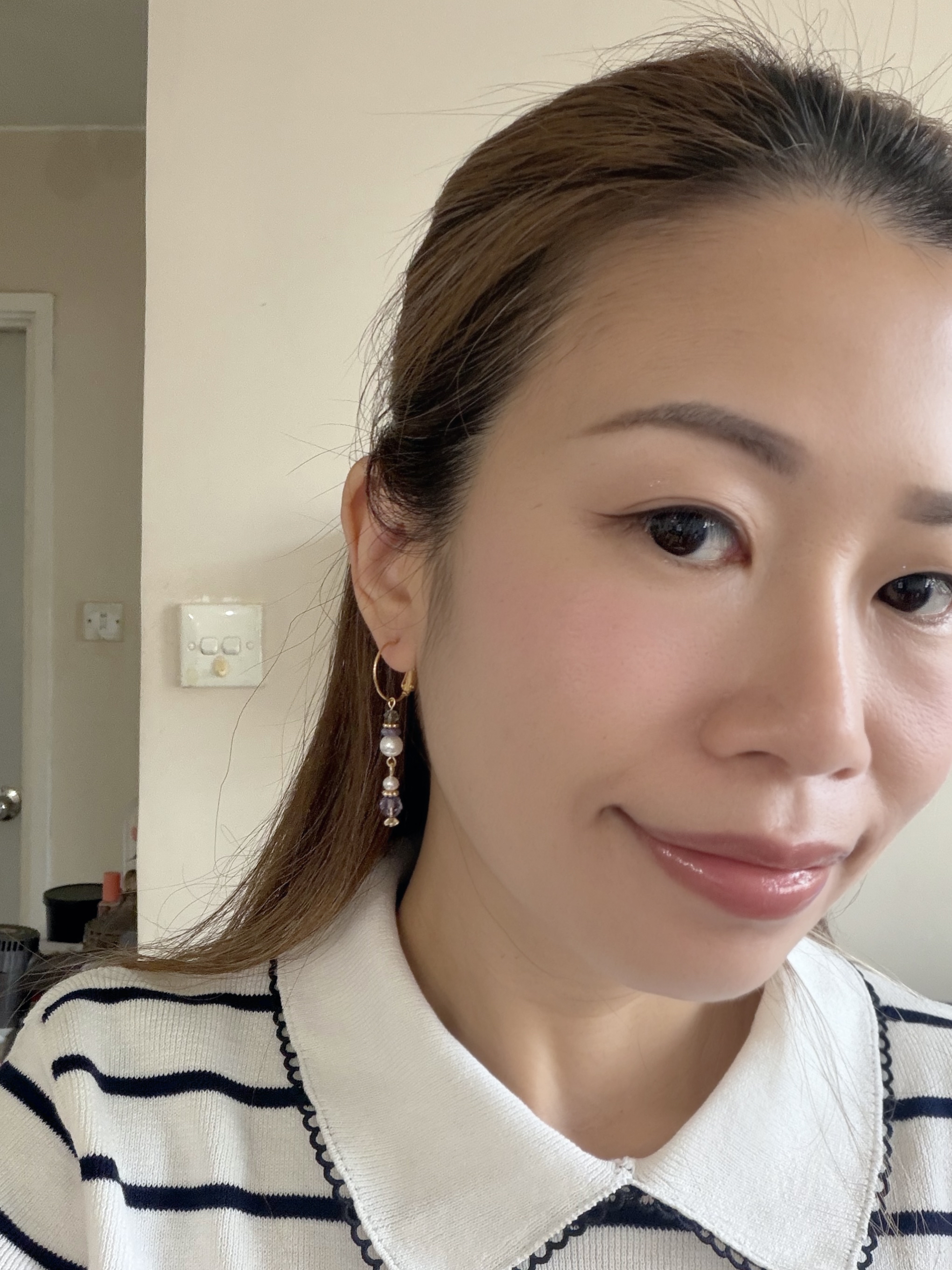 復古款水晶勾款耳環/紫羅蘭x金色