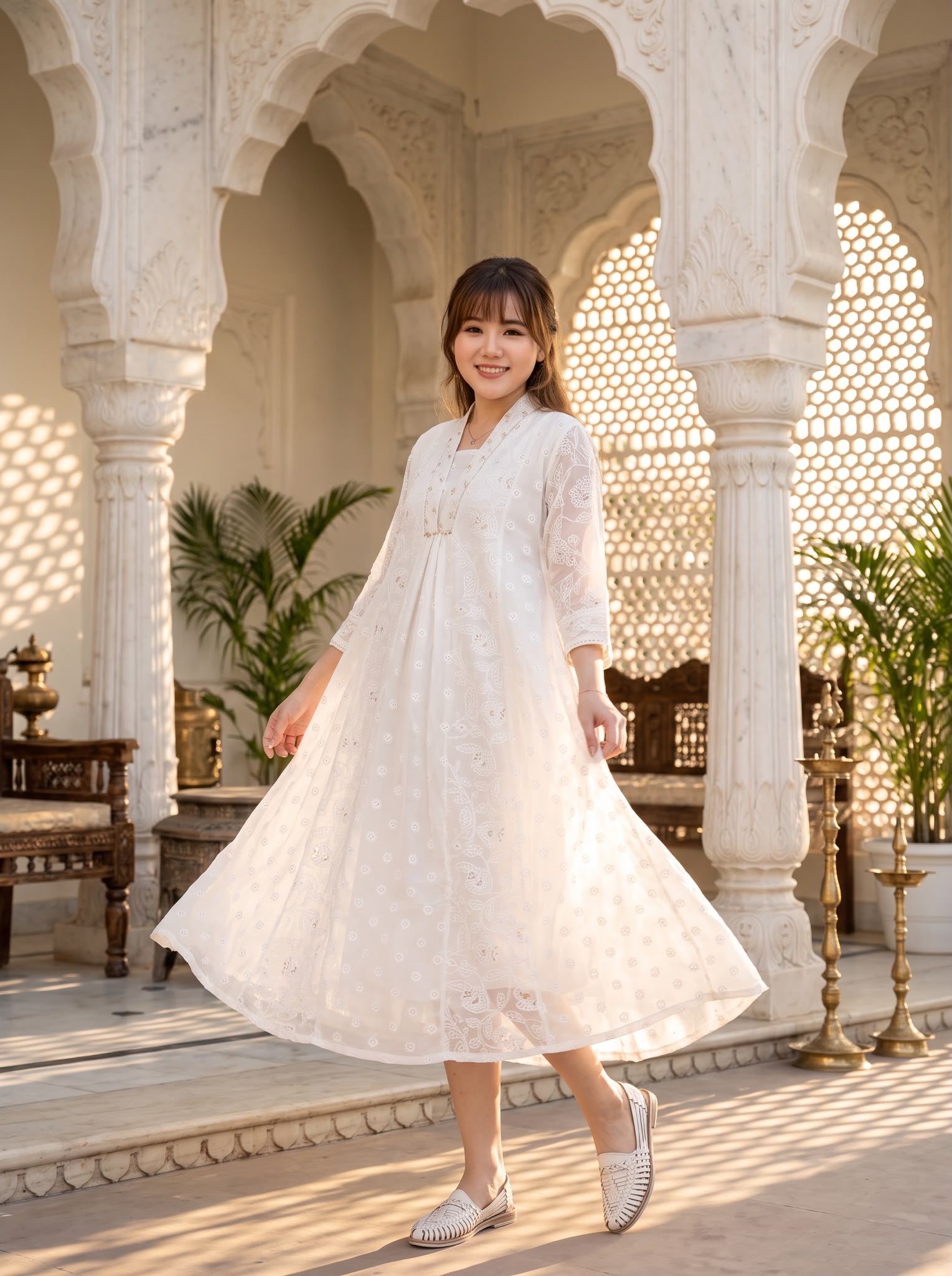 2892 Powder White Heavy Emb Chiffron OP