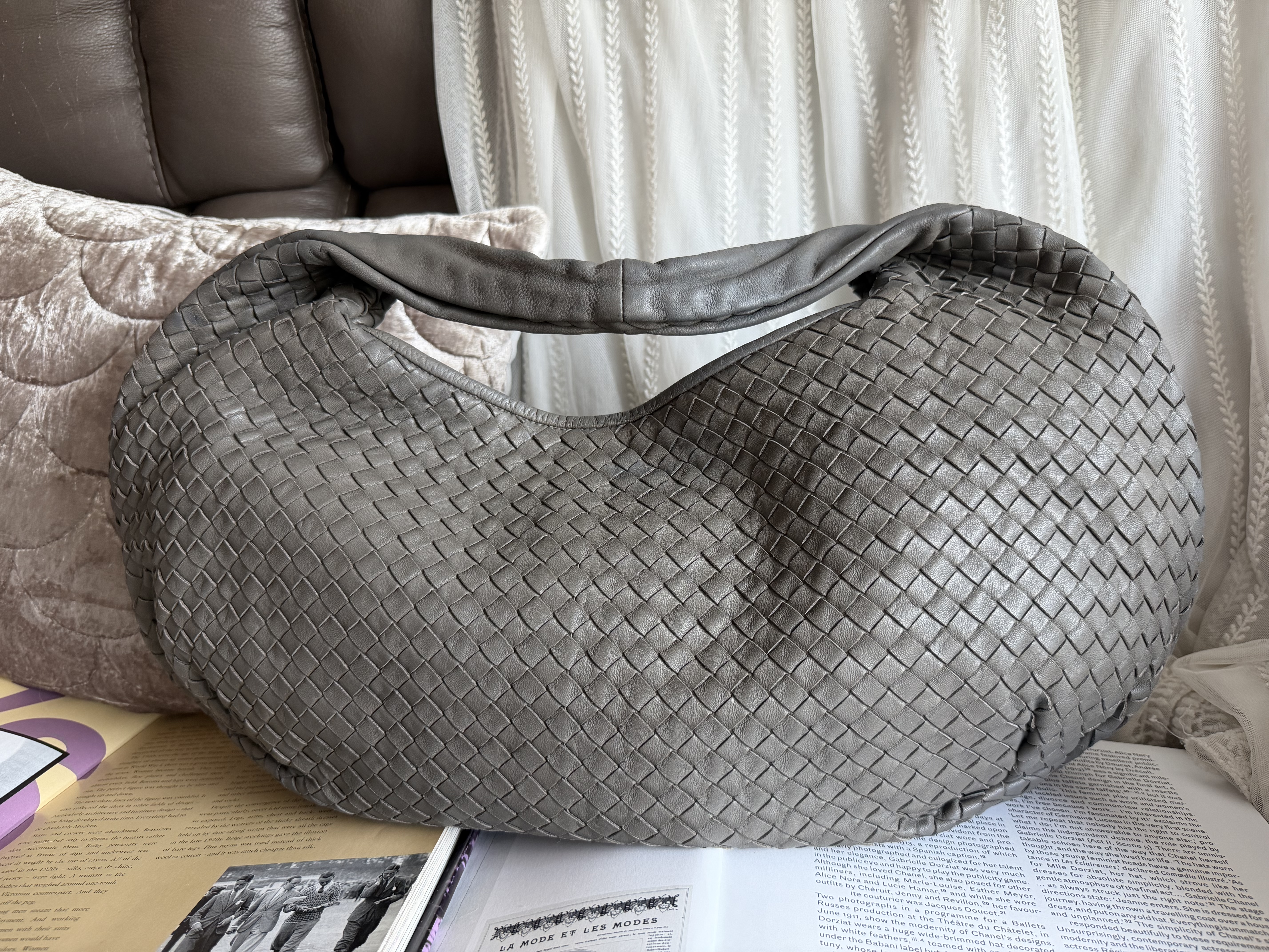 Bottega veneta grey Nappa Intrecciato Large Veneta Hobo bag