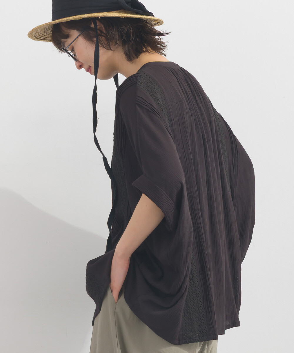 LP - 人造絲縐紗襯衫 (黑色)