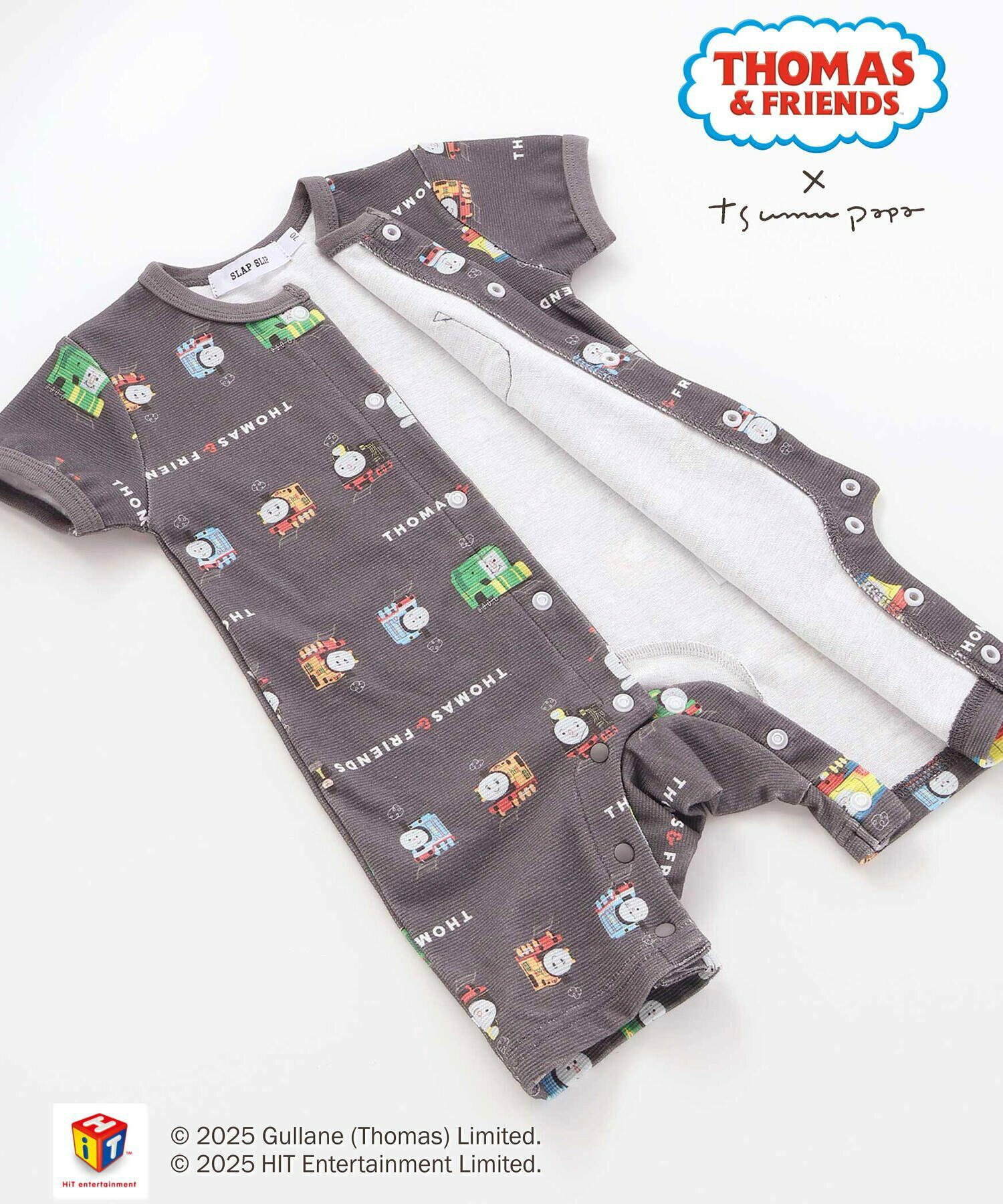 🇯🇵預訂 日本直送🇯🇵Slap Slip Baby x Thomas系列兩色小火車滿印口袋短袖連身服