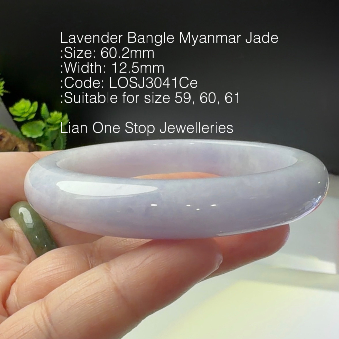 6.02cm Code: LOSJ3041Ce Lavender Bangle Myanmar Jade