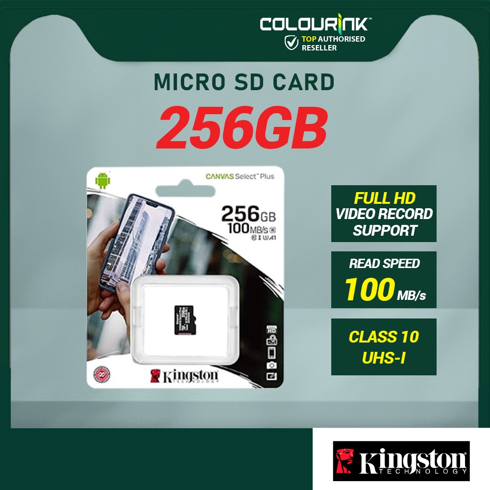 Kingston Canvas MicroSD Memory Card Class 10 UHS-I 32GB 64GB 128GB 256GB for Smartphone CCTV Camera Action Cam
