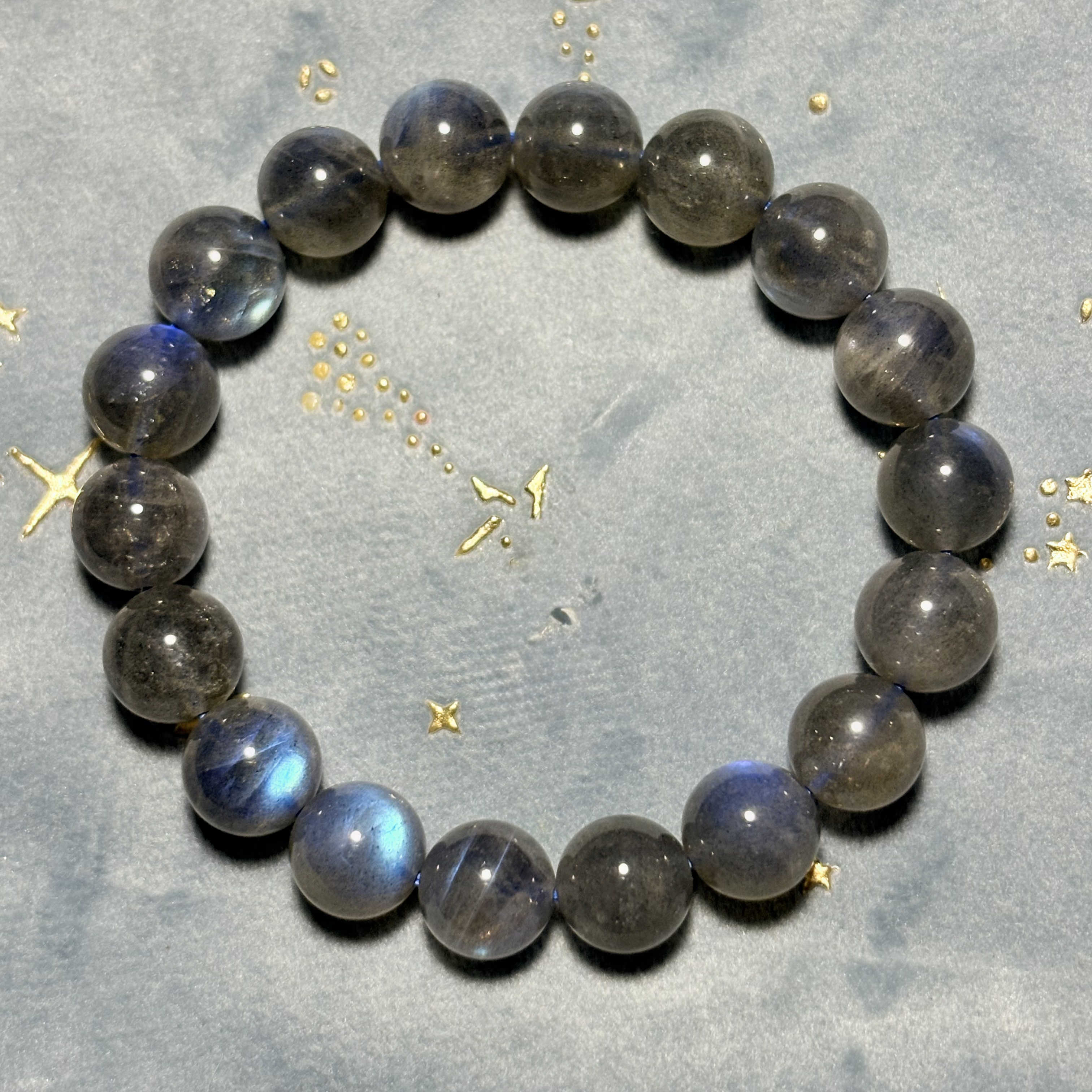 11mm藍光拉長石手串No 1436