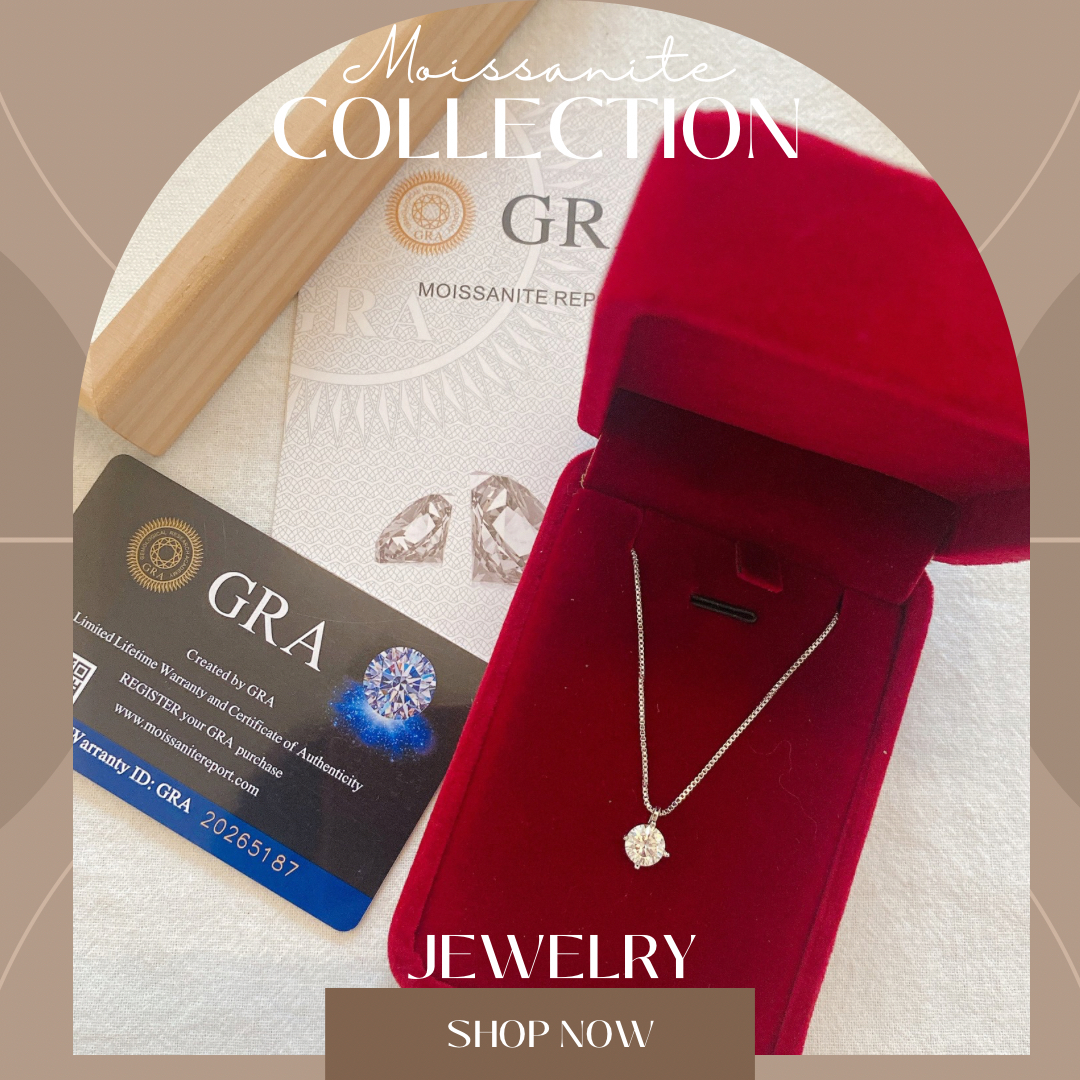 Moissanite Necklace with GRA Certification and Red Velvet Box  -  Shop Now