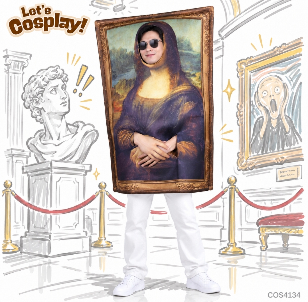 Lets Cosplay 搞笑蒙羅麗莎名畫相框服裝｜Mona Lisa Costume 萬聖節搞怪衫 香港現貨
