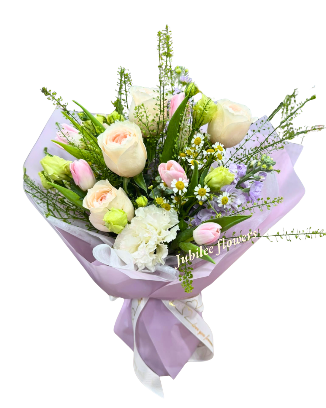粉玫瑰鬱金香花束